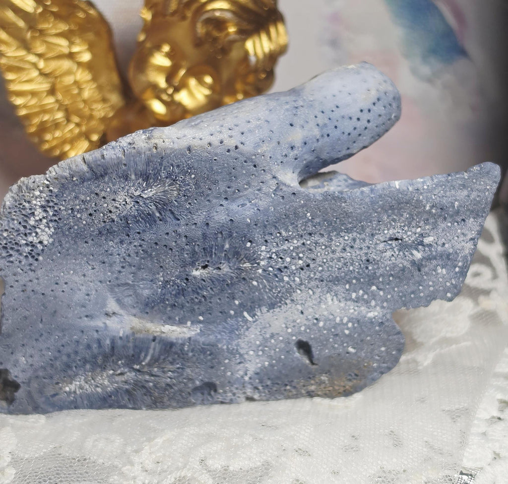 Lg Blue Coral Crystal Buddy, Natural  Rock Pet, Hedgie, Gift, Home Decor