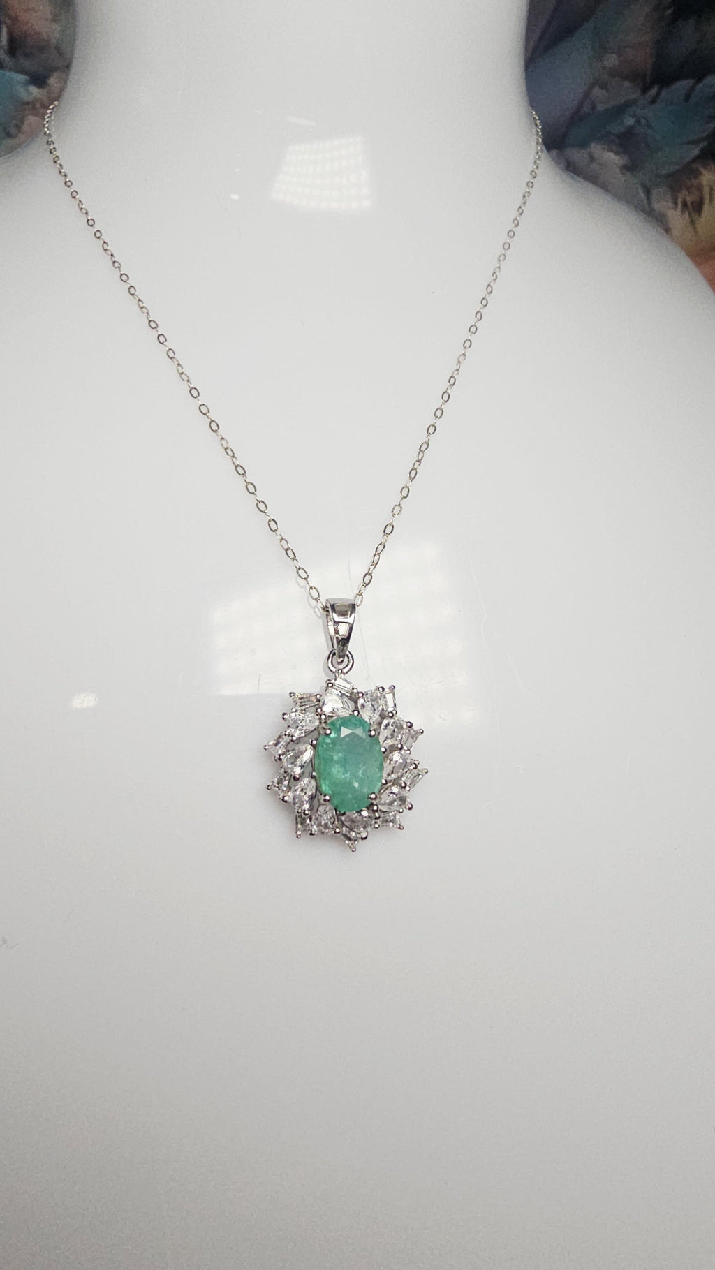 Green Tourmaline with Natural Zircon Pendant Necklace Handmade with 925 Silver, Cabochon Gemstone, Aquamarine Jewelry