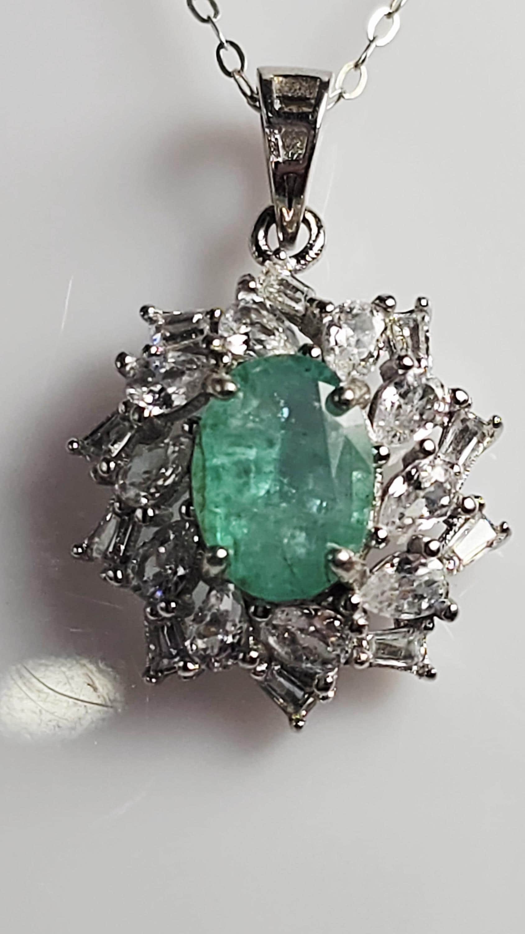Green Tourmaline with Natural Zircon Pendant Necklace Handmade with 925 Silver, Cabochon Gemstone, Aquamarine Jewelry