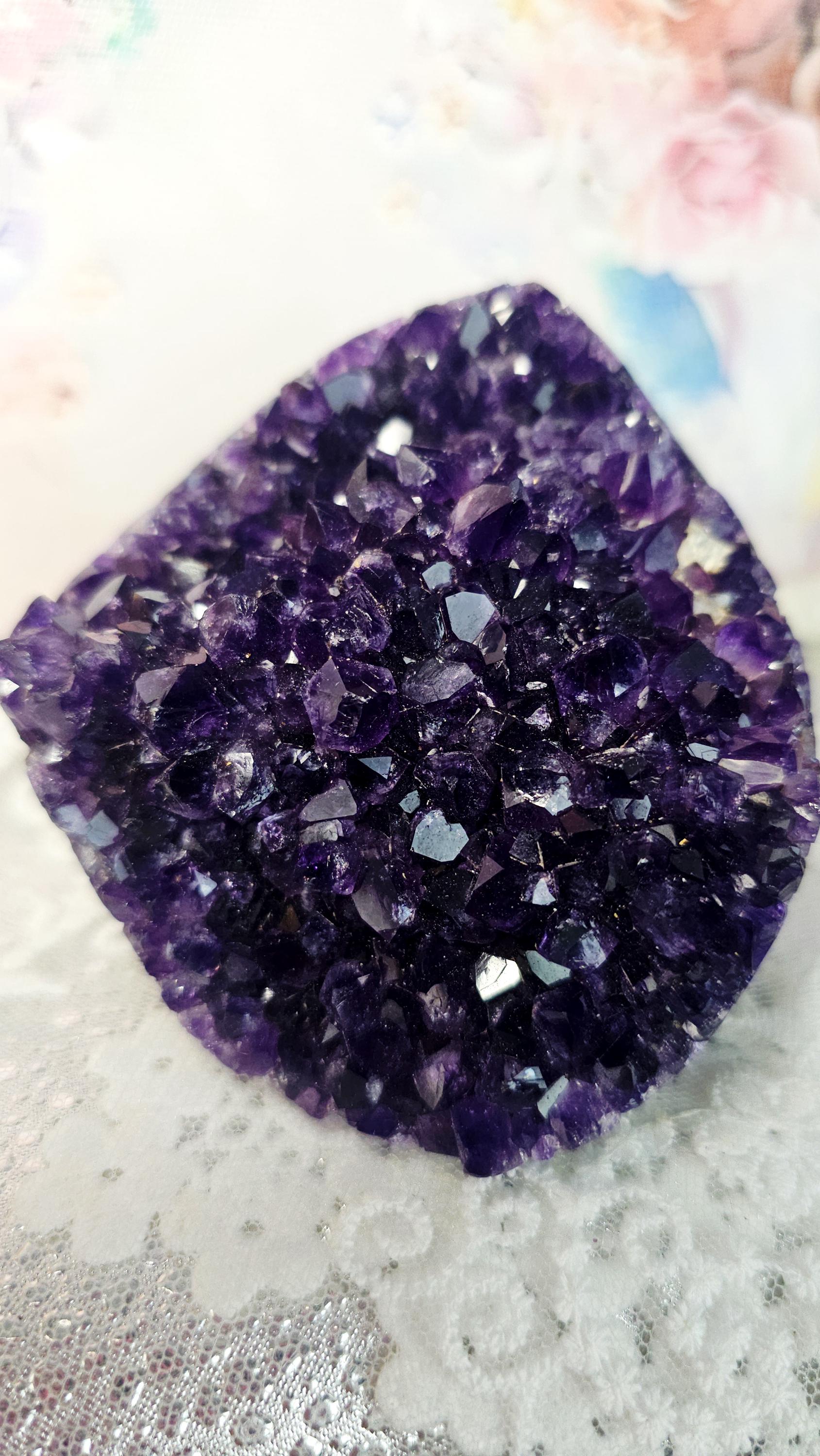 Amethyst Cutbase with Moss Agate, Home Decor, Gift