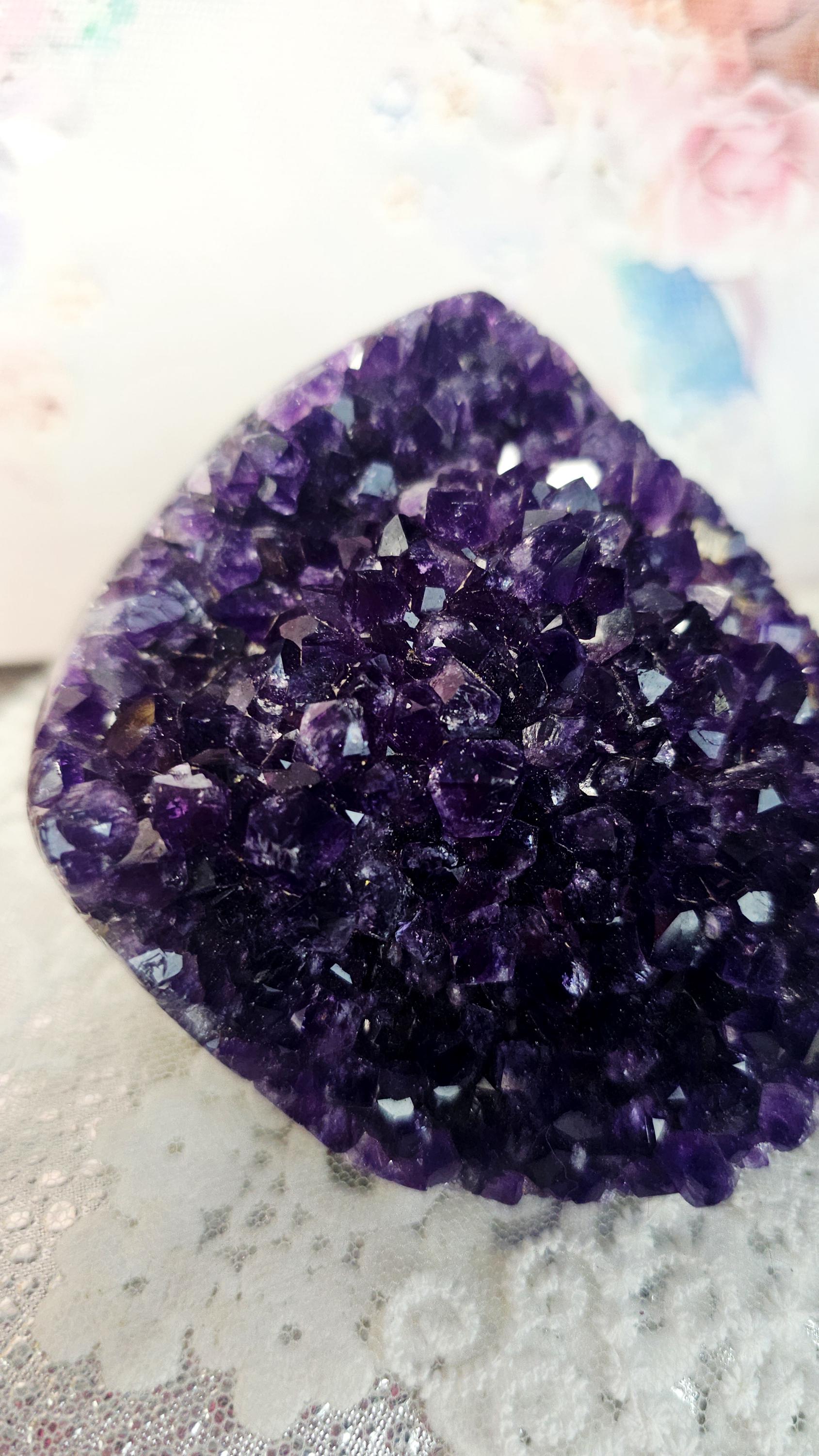 Amethyst Cutbase with Moss Agate, Home Decor, Gift