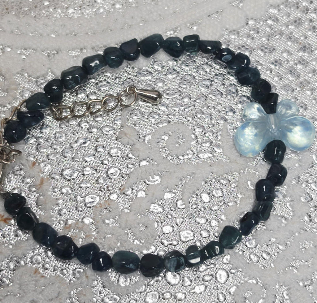 Goddess Blue Tourmaline ( Indicolite) And Aquamarine Butterfly Bracelet, Handmade , Peaceful Protection, Feminine Energy