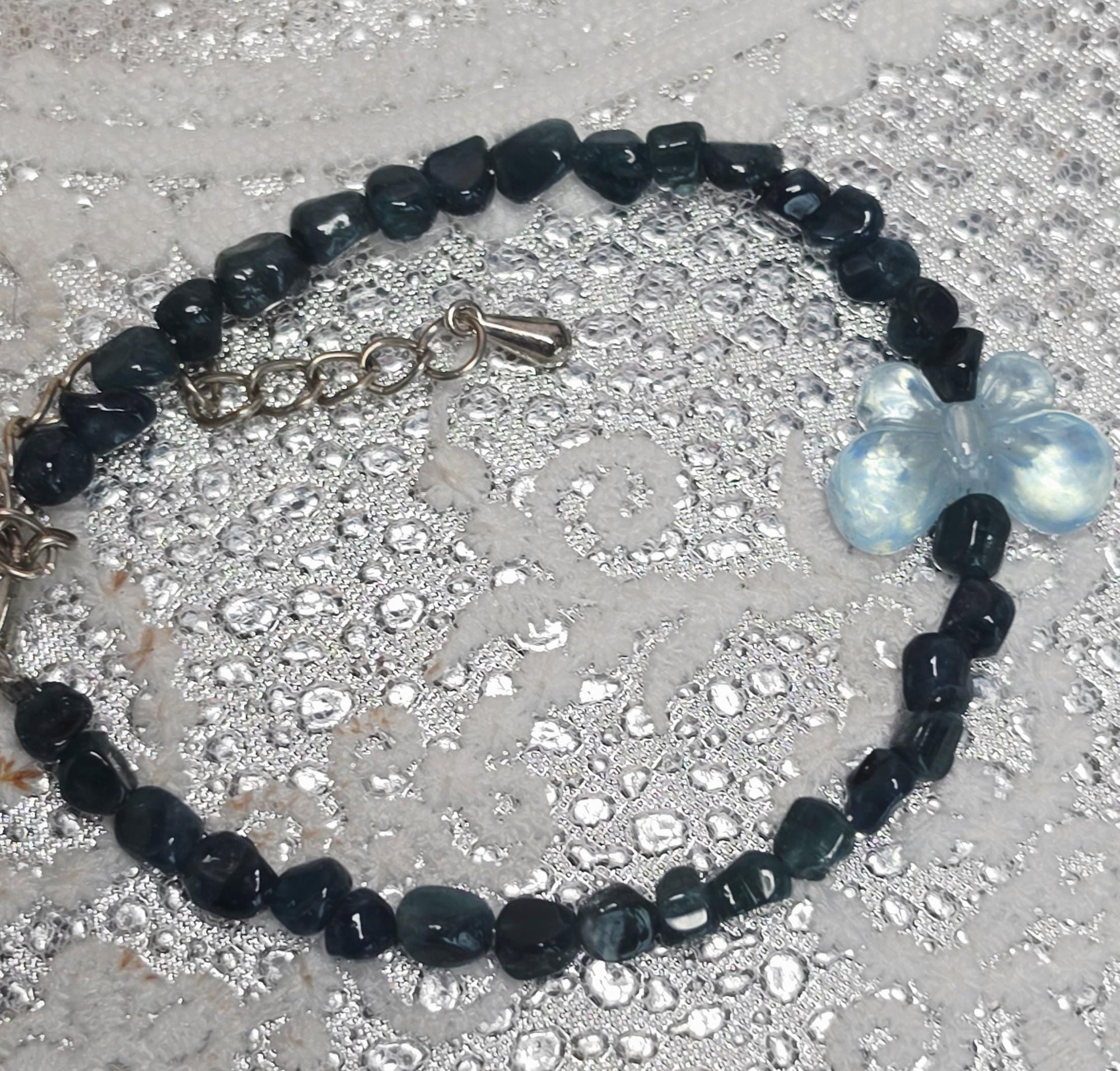 Goddess Blue Tourmaline ( Indicolite) And Aquamarine Butterfly Bracelet, Handmade , Peaceful Protection, Feminine Energy