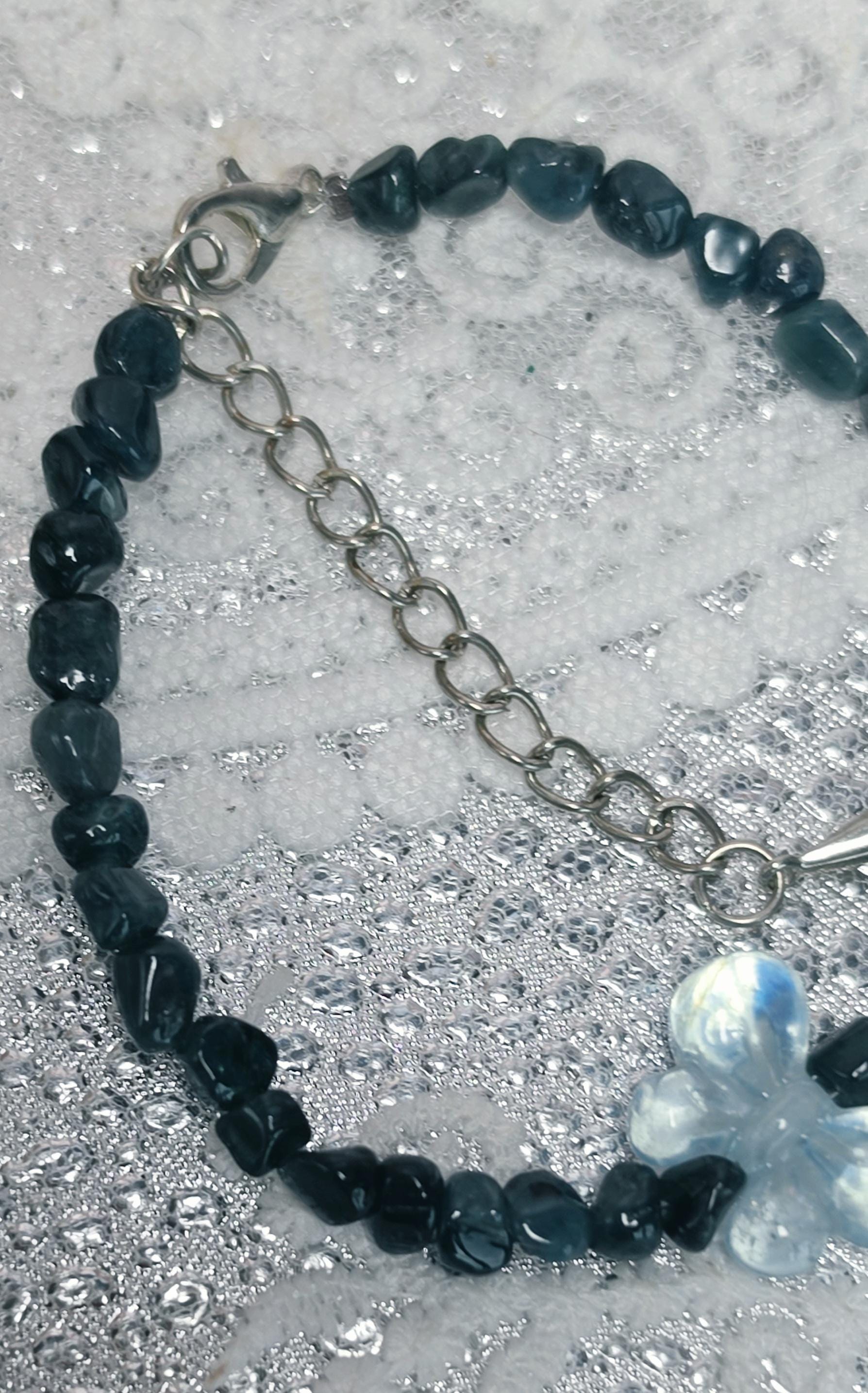 Goddess Blue Tourmaline ( Indicolite) And Aquamarine Butterfly Bracelet, Handmade , Peaceful Protection, Feminine Energy