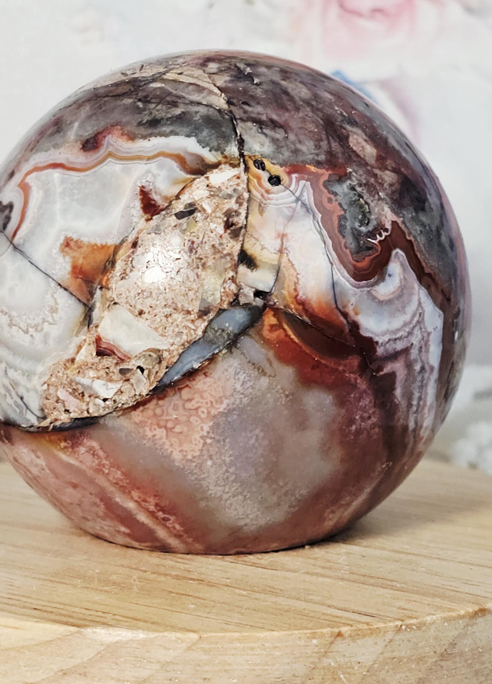 Crazy Lace Agate Sphere, Crystal Ball, Home Decor,