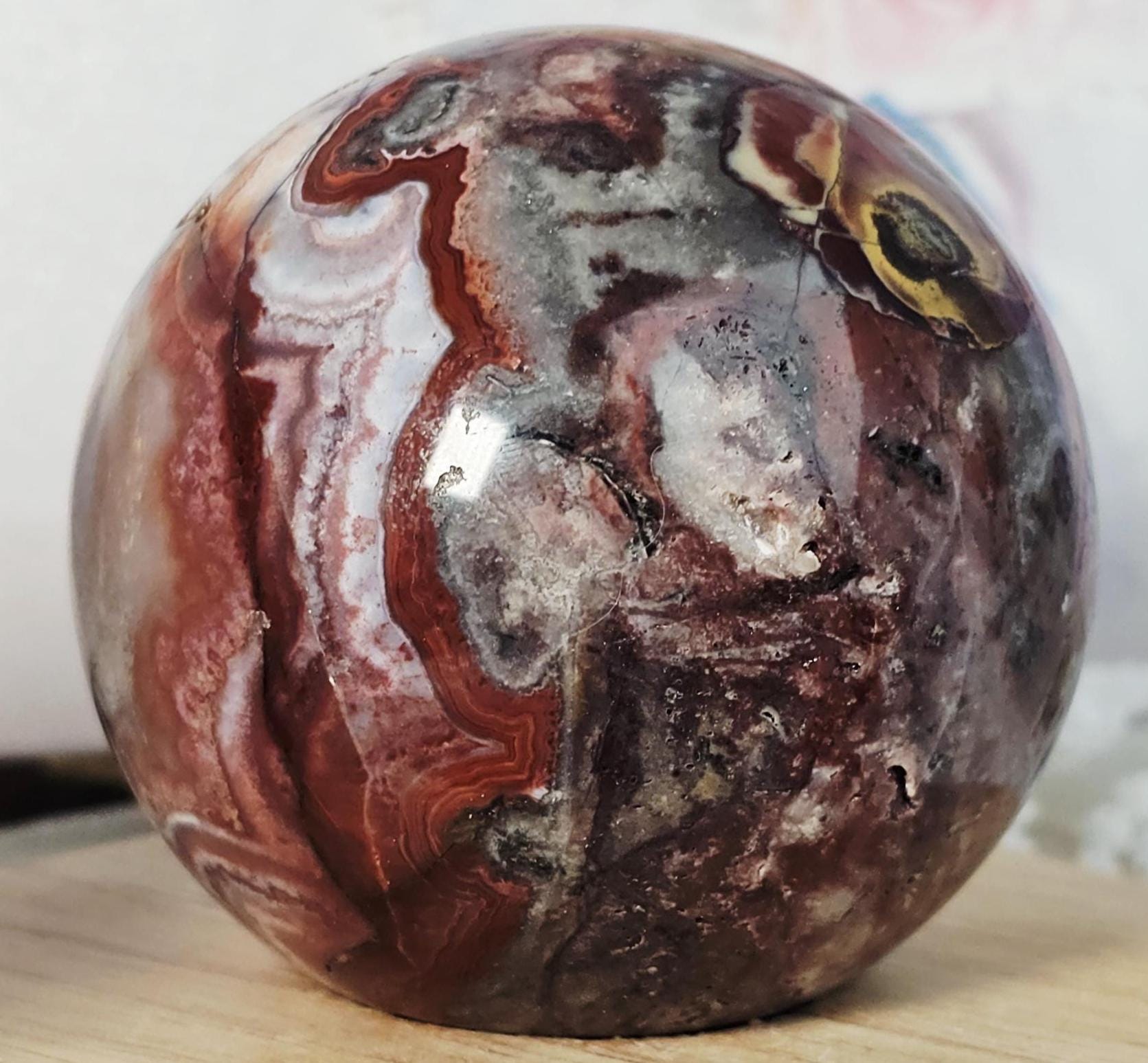 Crazy Lace Agate Sphere, Crystal Ball, Home Decor,
