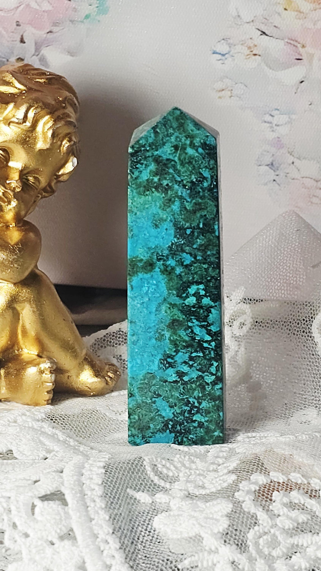 Chrysocolla Crystal Towers, Rare , Crystals, Home Decor