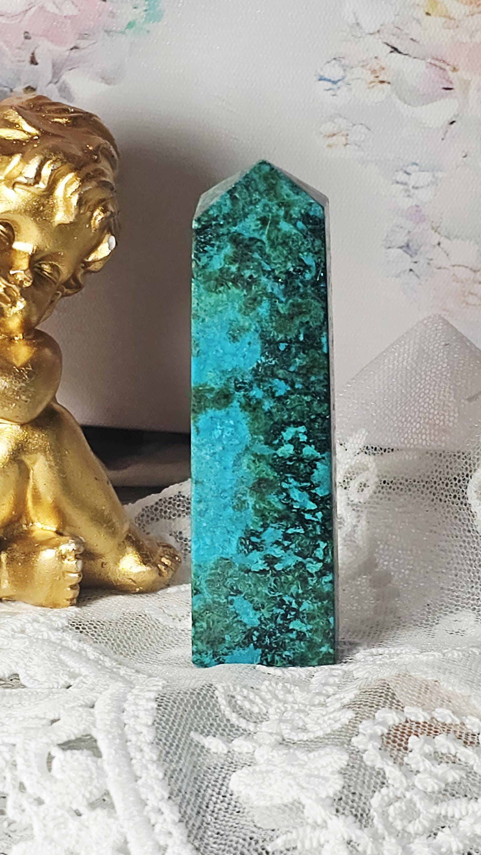 Chrysocolla Crystal Towers, Rare , Crystals, Home Decor