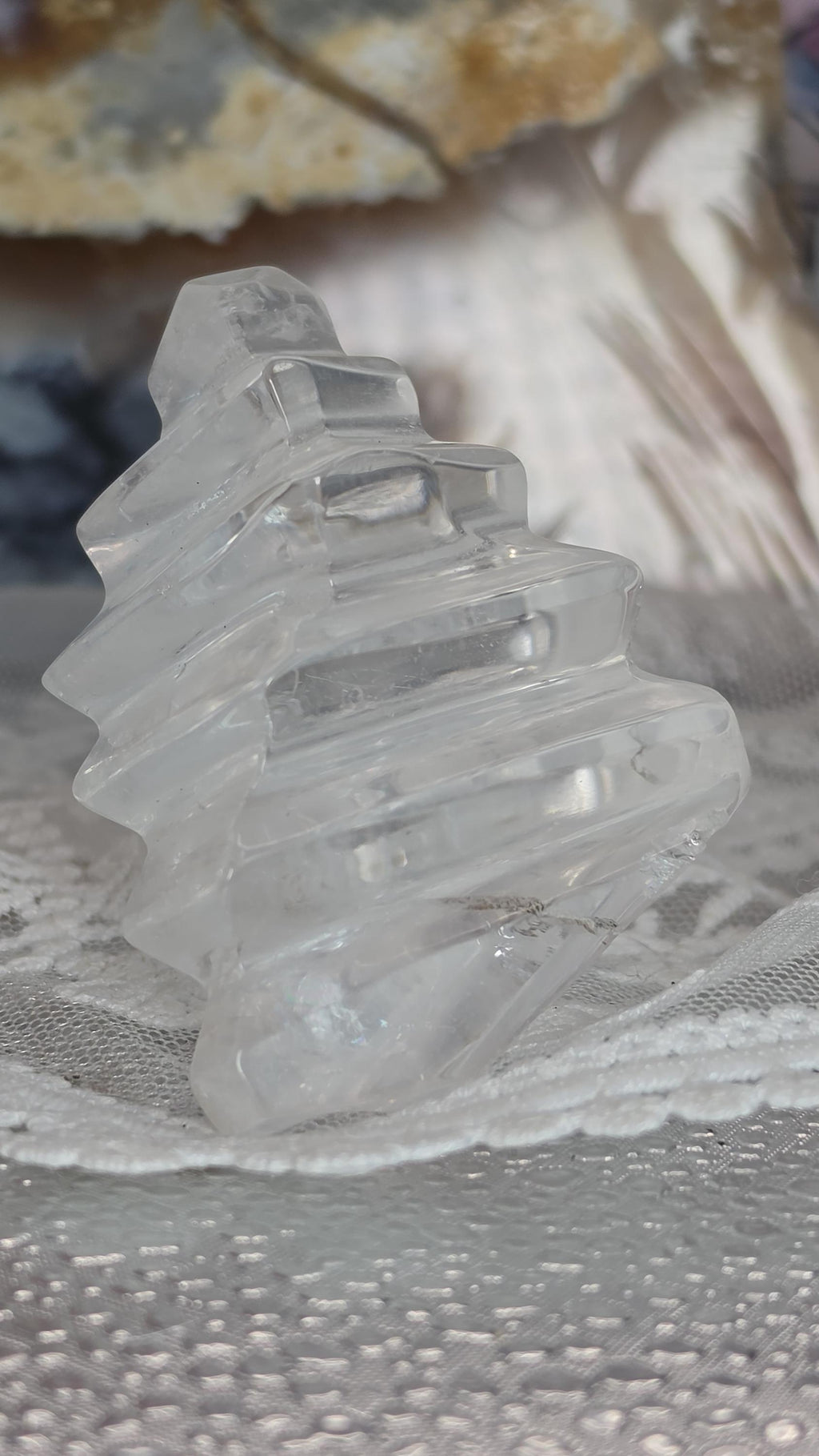 RARE Clear Quartz Origami with Dendritic,  Sacred Geometry, Crystal Gift, Crystal Grid