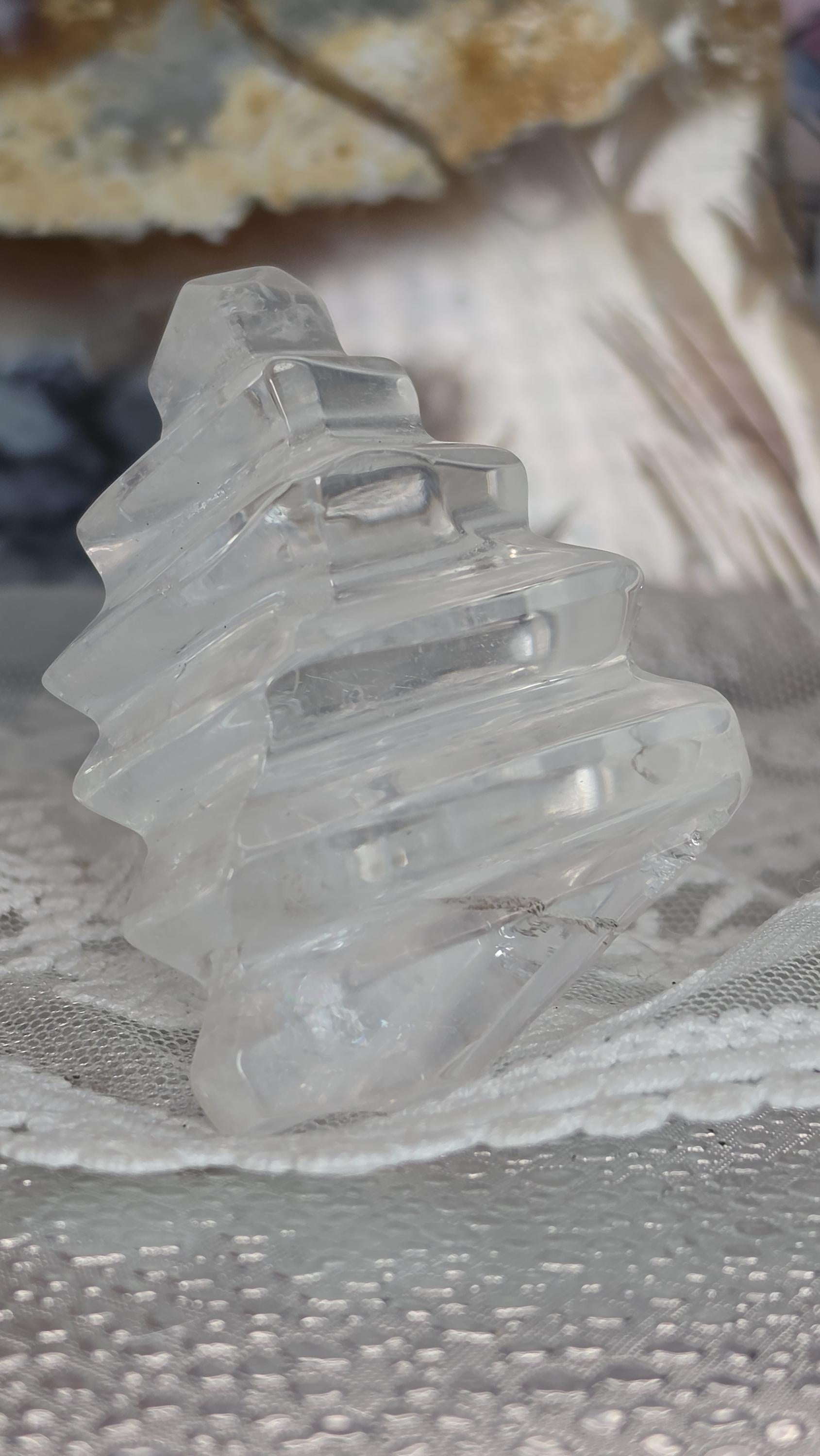 RARE Clear Quartz Origami with Dendritic,  Sacred Geometry, Crystal Gift, Crystal Grid
