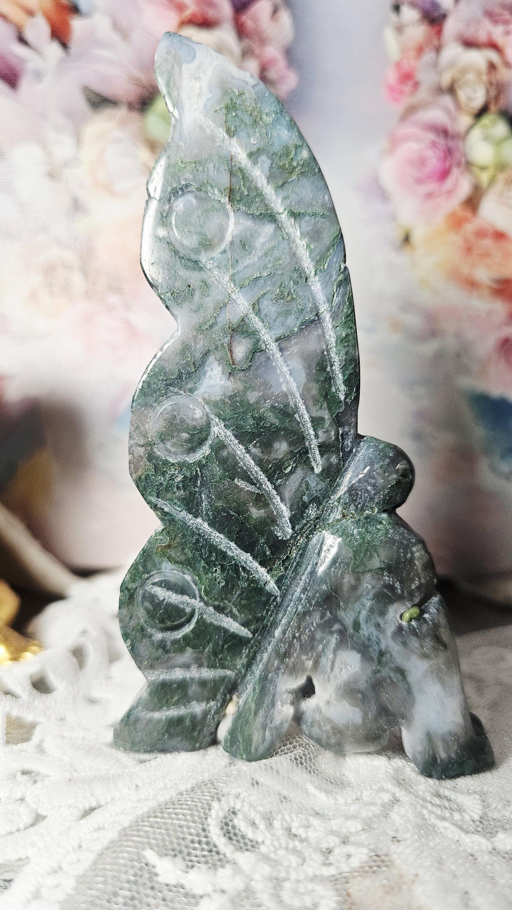 LG Moss Agate  Fairy, Fairy, Crystal Gift, Home Decor