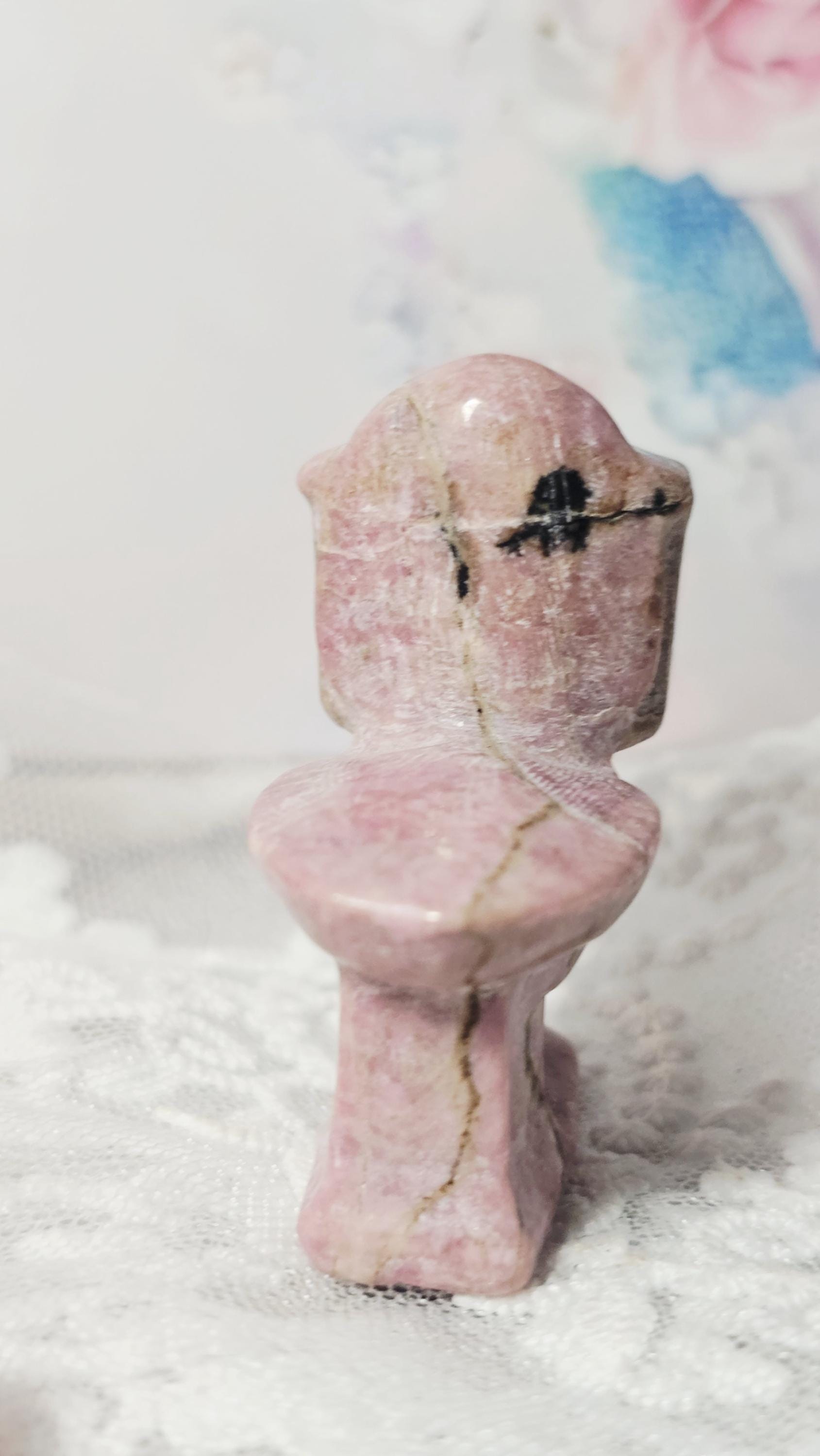 Rhodonite Toilet, Funny, Metaphysical Crystals, Meditation Gemstones, Home Decor, Gift