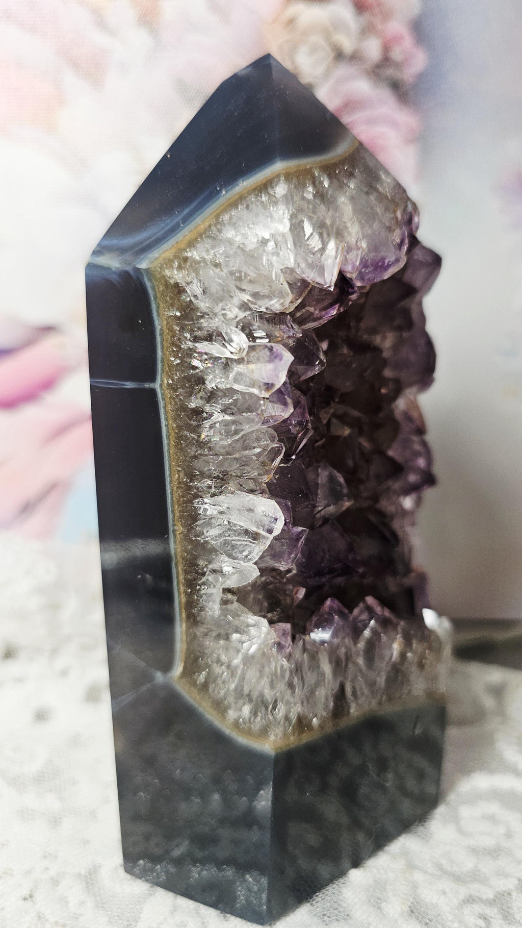 Rainbow Amethyst Tower, Amethyst with Agate , Crystal Set