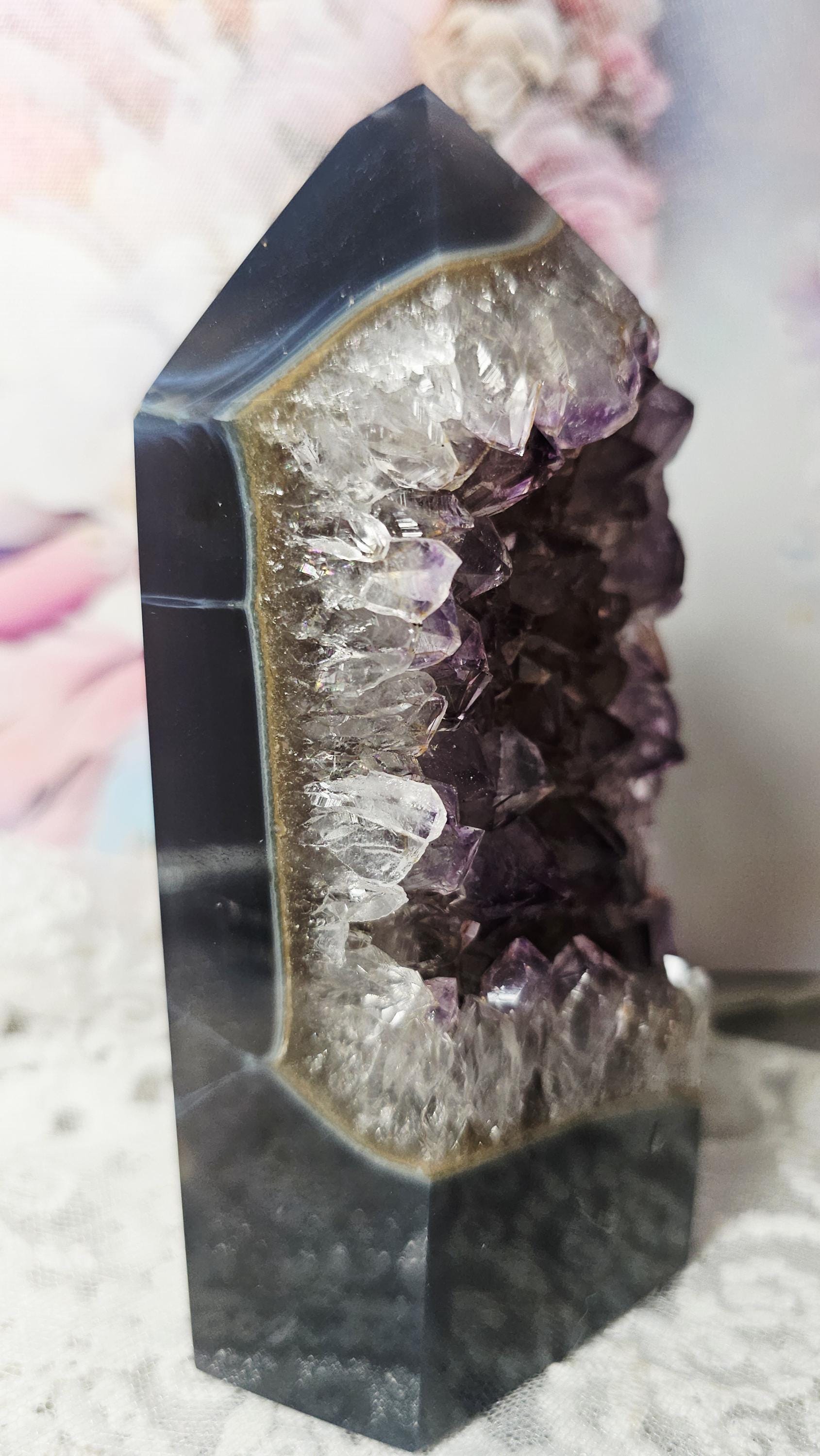 Rainbow Amethyst Tower, Amethyst with Agate , Crystal Set