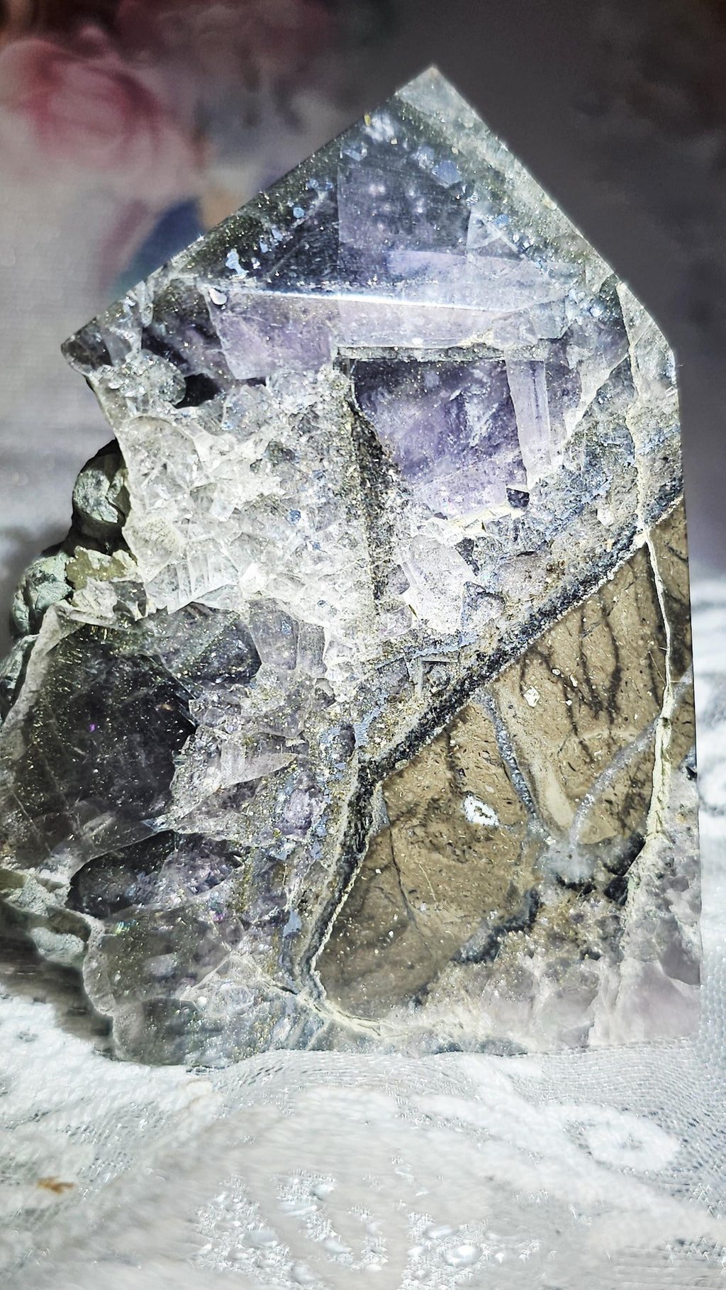 Fujian Fluorite and Pyrite Rainbow Specimen Tower, Raw