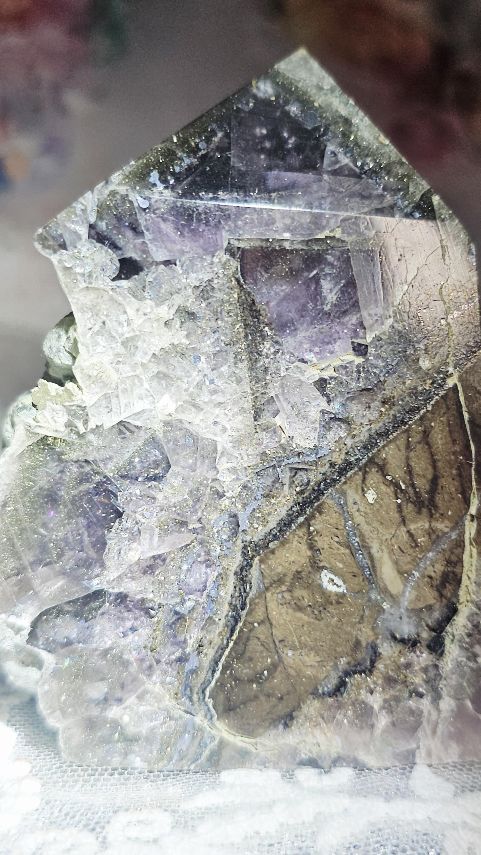 Fujian Fluorite and Pyrite Rainbow Specimen Tower, Raw