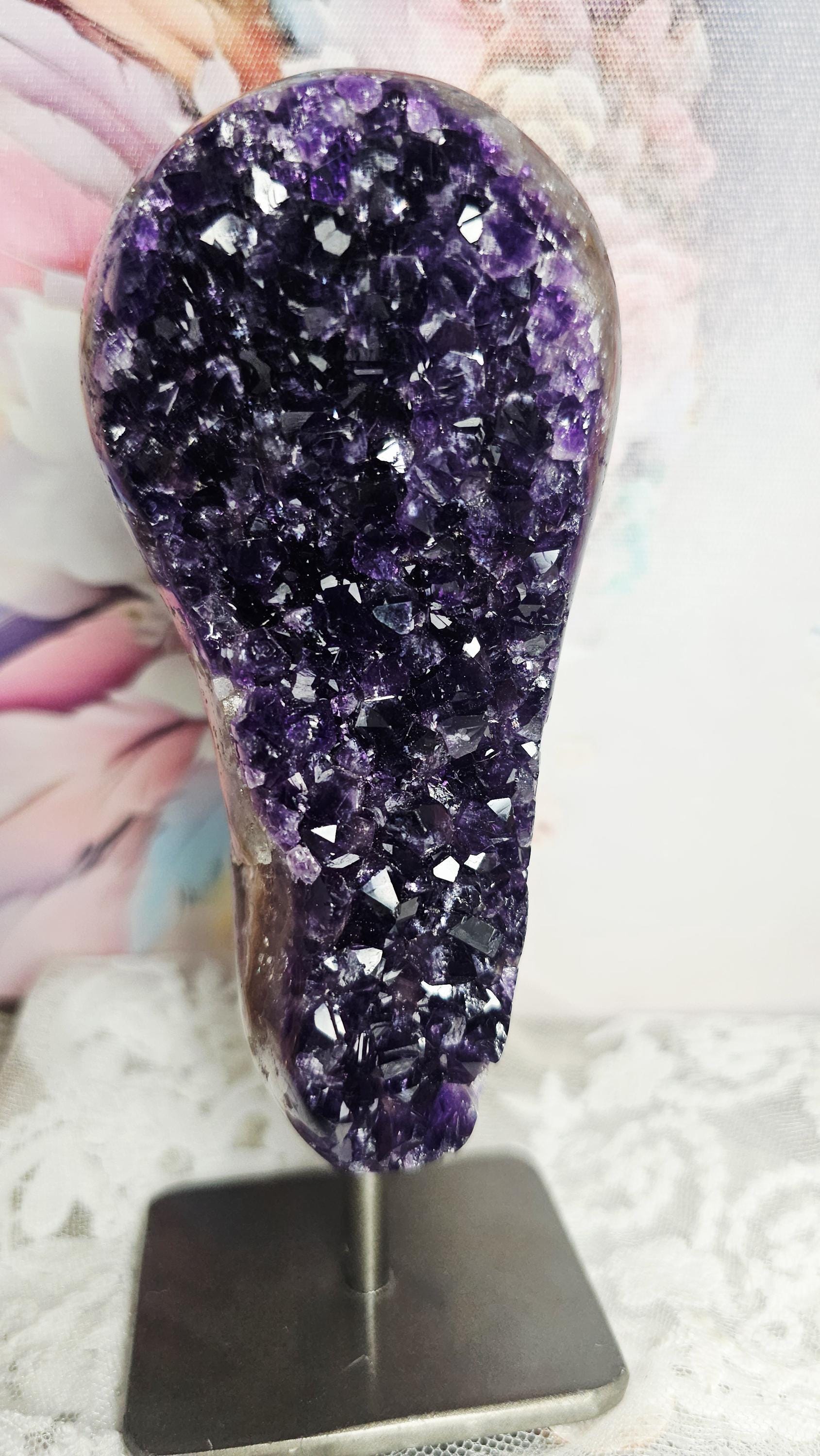 Rainbow Amethyst Geode on Stand, Uruguay Crystal