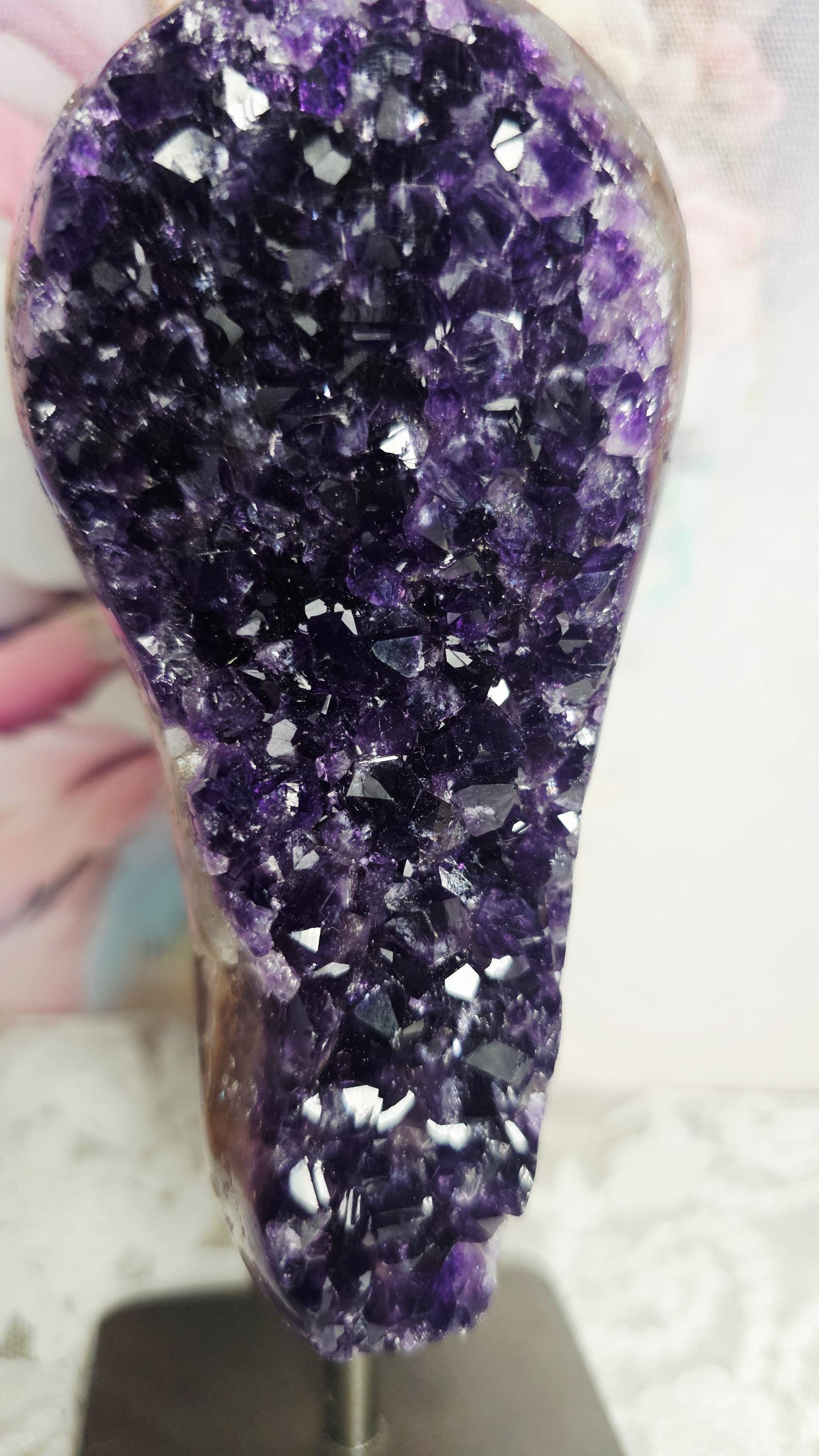 Rainbow Amethyst Geode on Stand, Uruguay Crystal