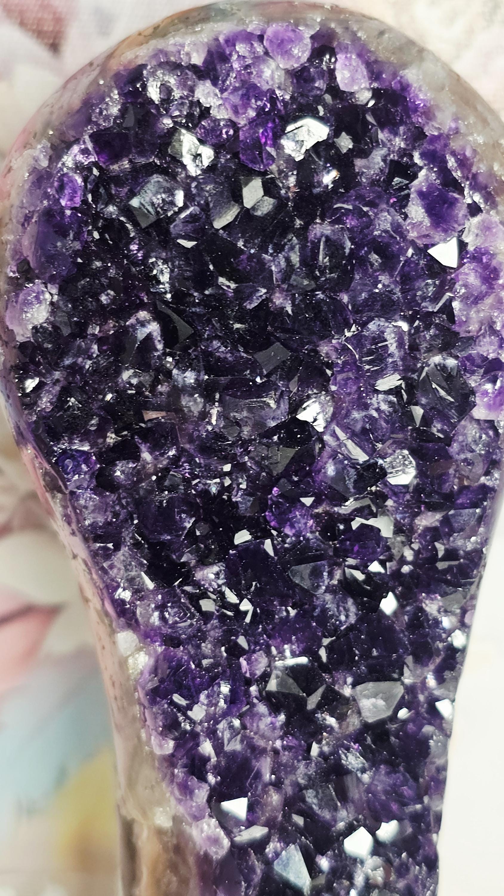 Rainbow Amethyst Geode on Stand, Uruguay Crystal
