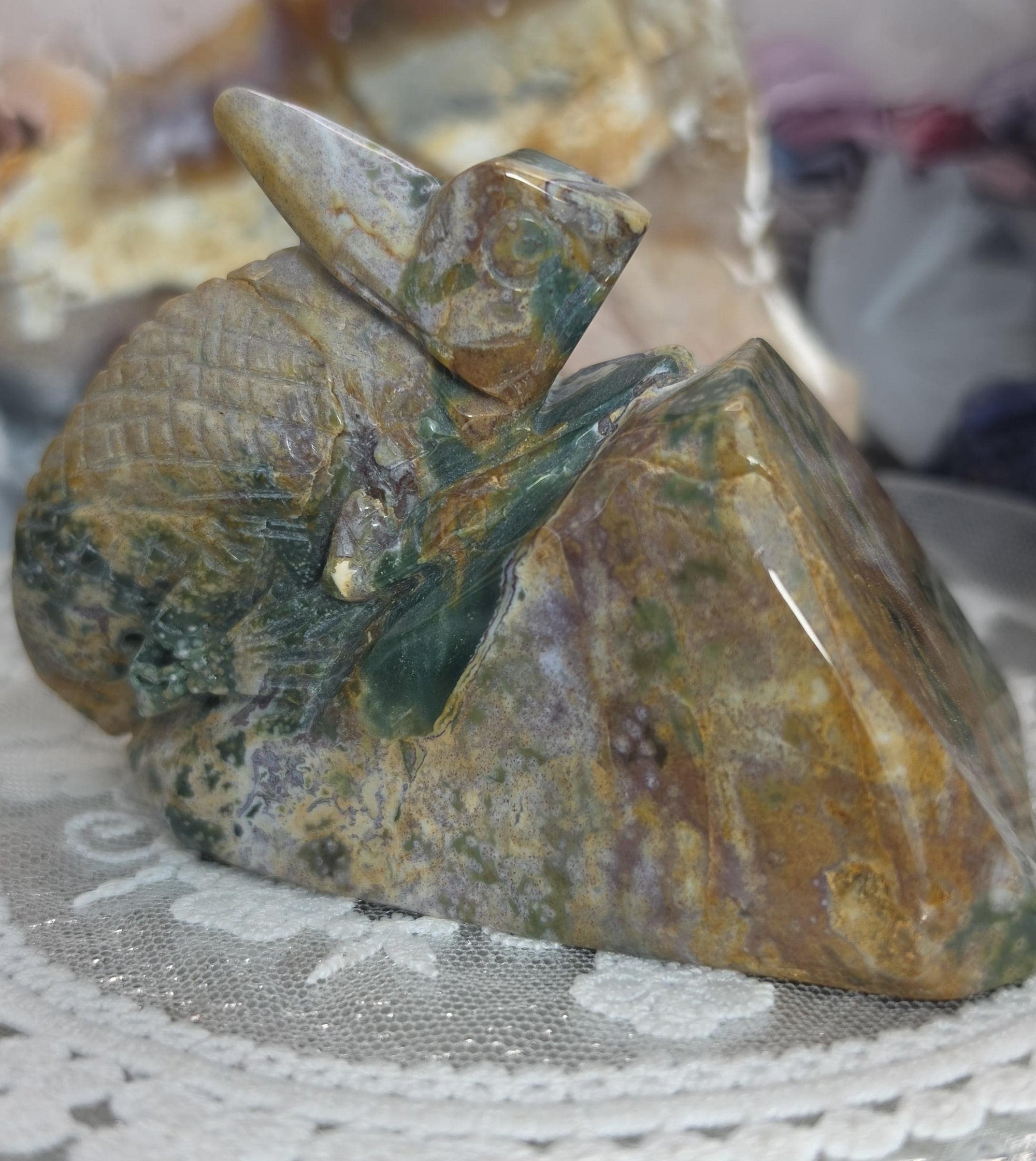 Colorful Ocean Jasper Iguana, Home Decor, Crystal Gift