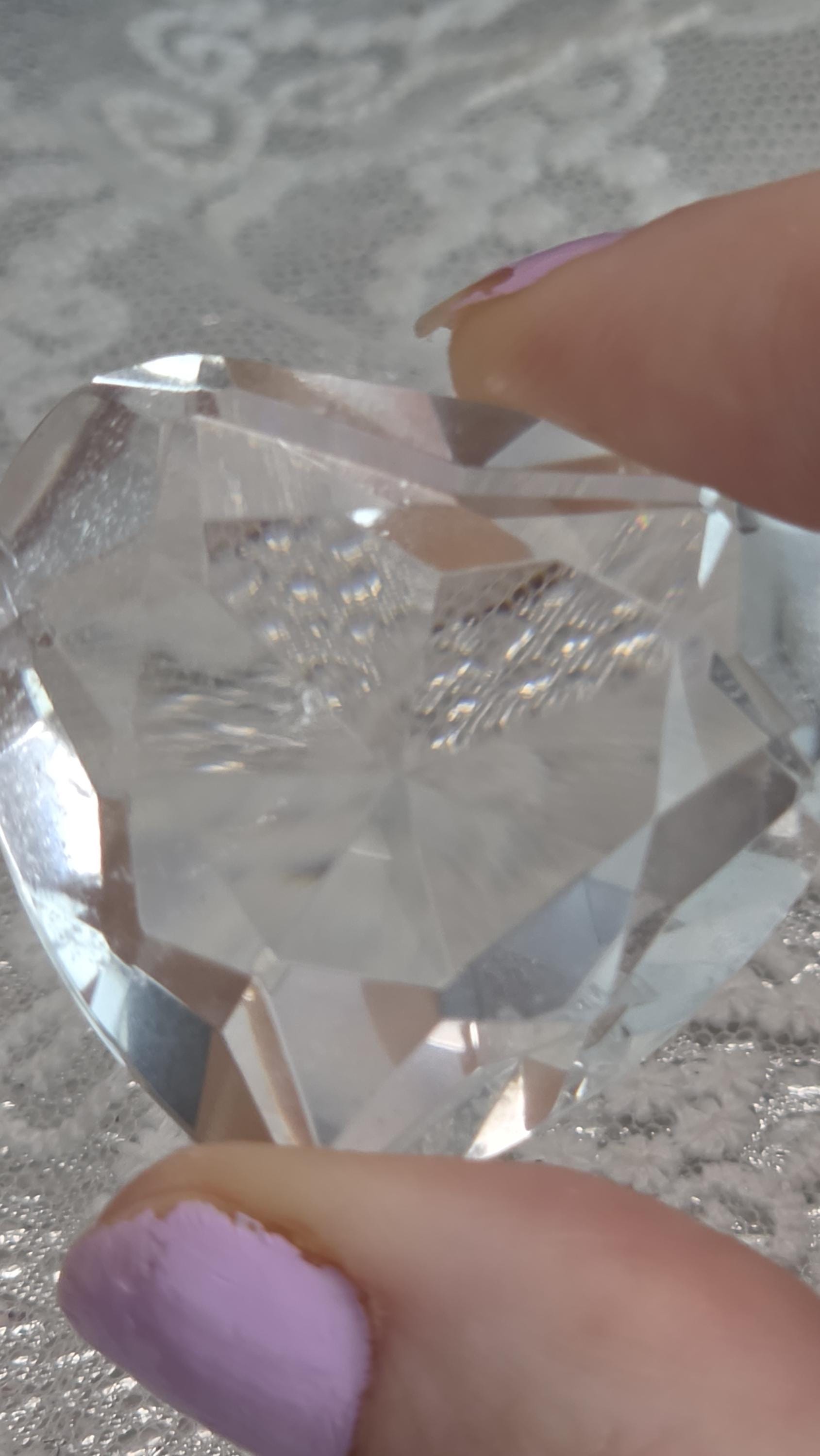 Clear Quartz Diamond Cut Heart, Faceted Heart, Sacred Geometry, Crystal Gift, Crystal Grid, Home Decor