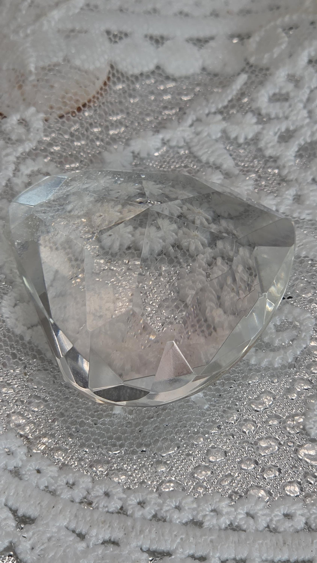 Clear Quartz Diamond Cut Heart, Faceted Heart, Sacred Geometry, Crystal Gift, Crystal Grid, Home Decor
