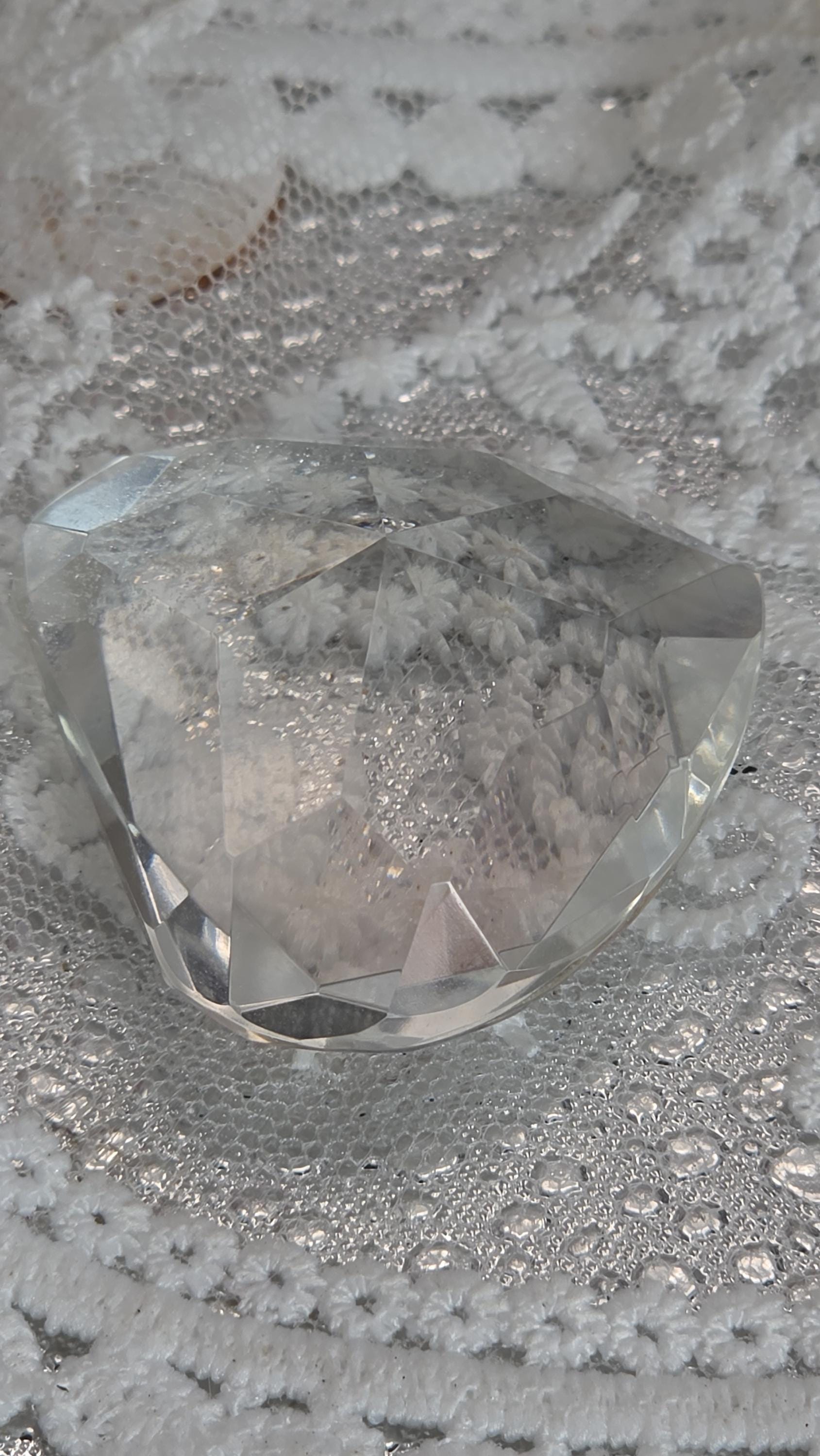 Clear Quartz Diamond Cut Heart, Faceted Heart, Sacred Geometry, Crystal Gift, Crystal Grid, Home Decor