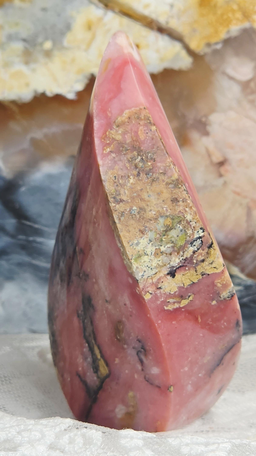 Strawberry Pink Opal Flame,  Healing Stone, Home Decor