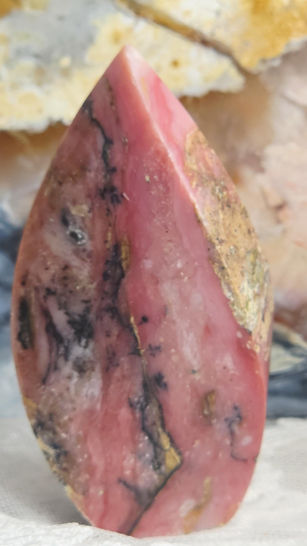 Strawberry Pink Opal Flame,  Healing Stone, Home Decor