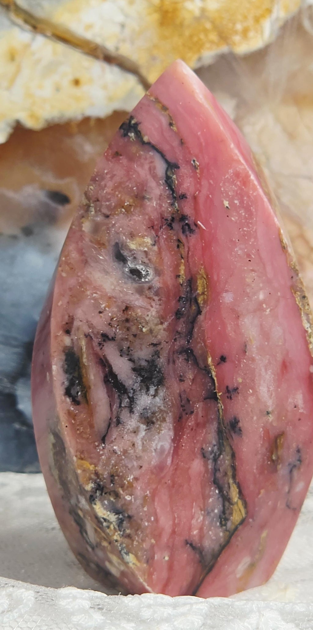 Strawberry Pink Opal Flame,  Healing Stone, Home Decor
