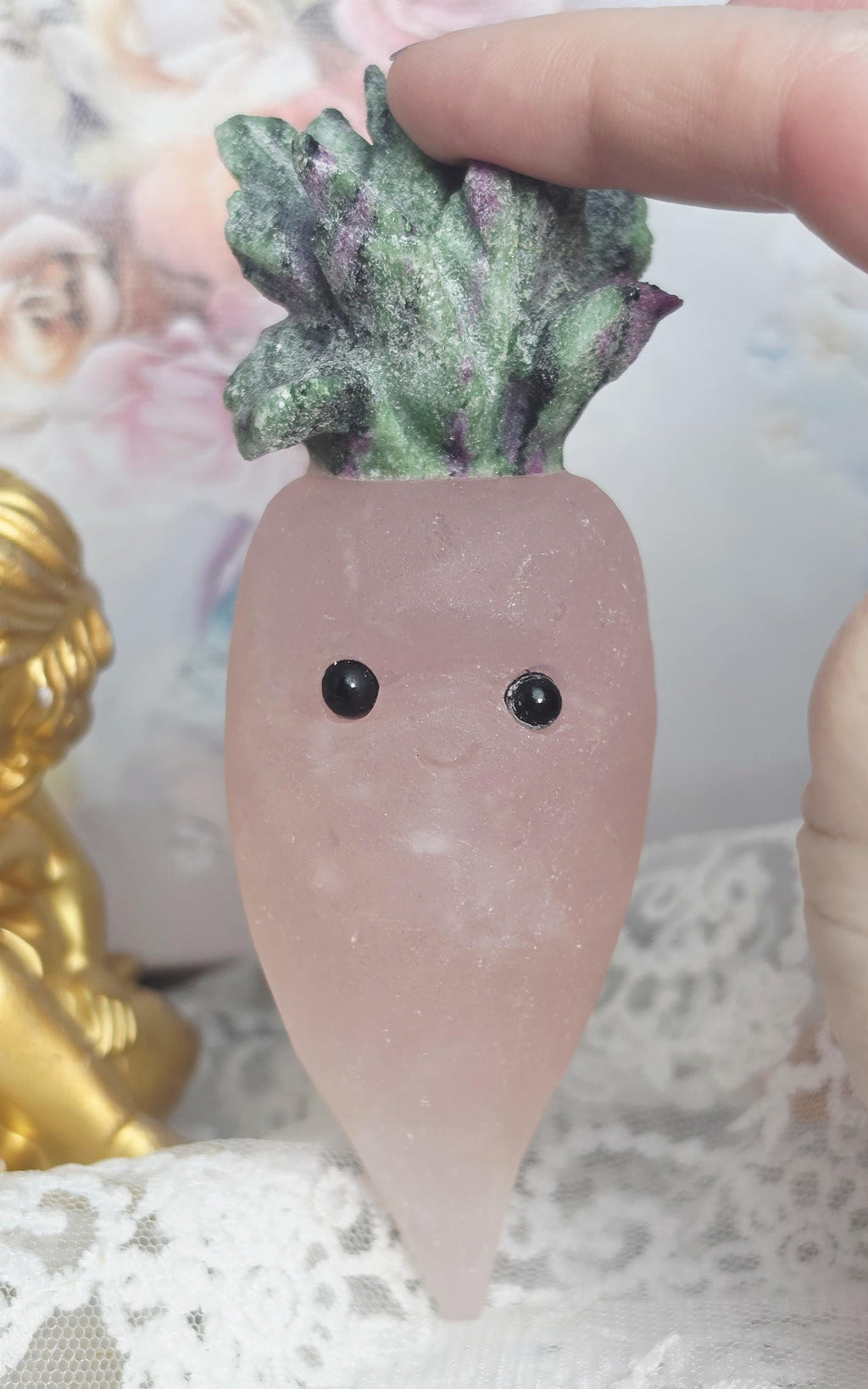 Pink Calcite and Ruby in Fuschite Crystal Buddy, Heart Chakra, Abundance, Anxiety Relief