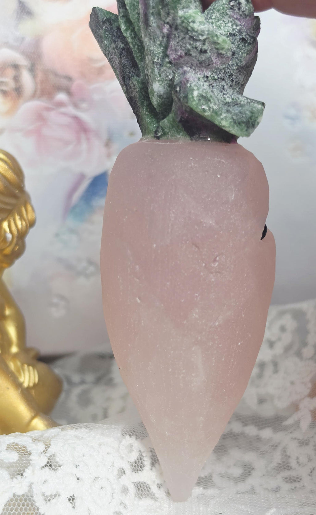 Pink Calcite and Ruby in Fuschite Crystal Buddy, Heart Chakra, Abundance, Anxiety Relief