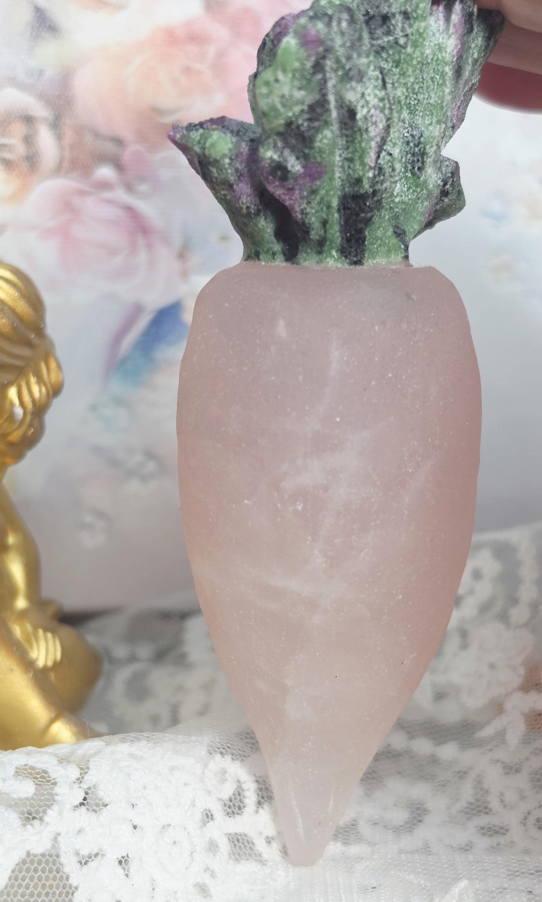 Pink Calcite and Ruby in Fuschite Crystal Buddy, Heart Chakra, Abundance, Anxiety Relief