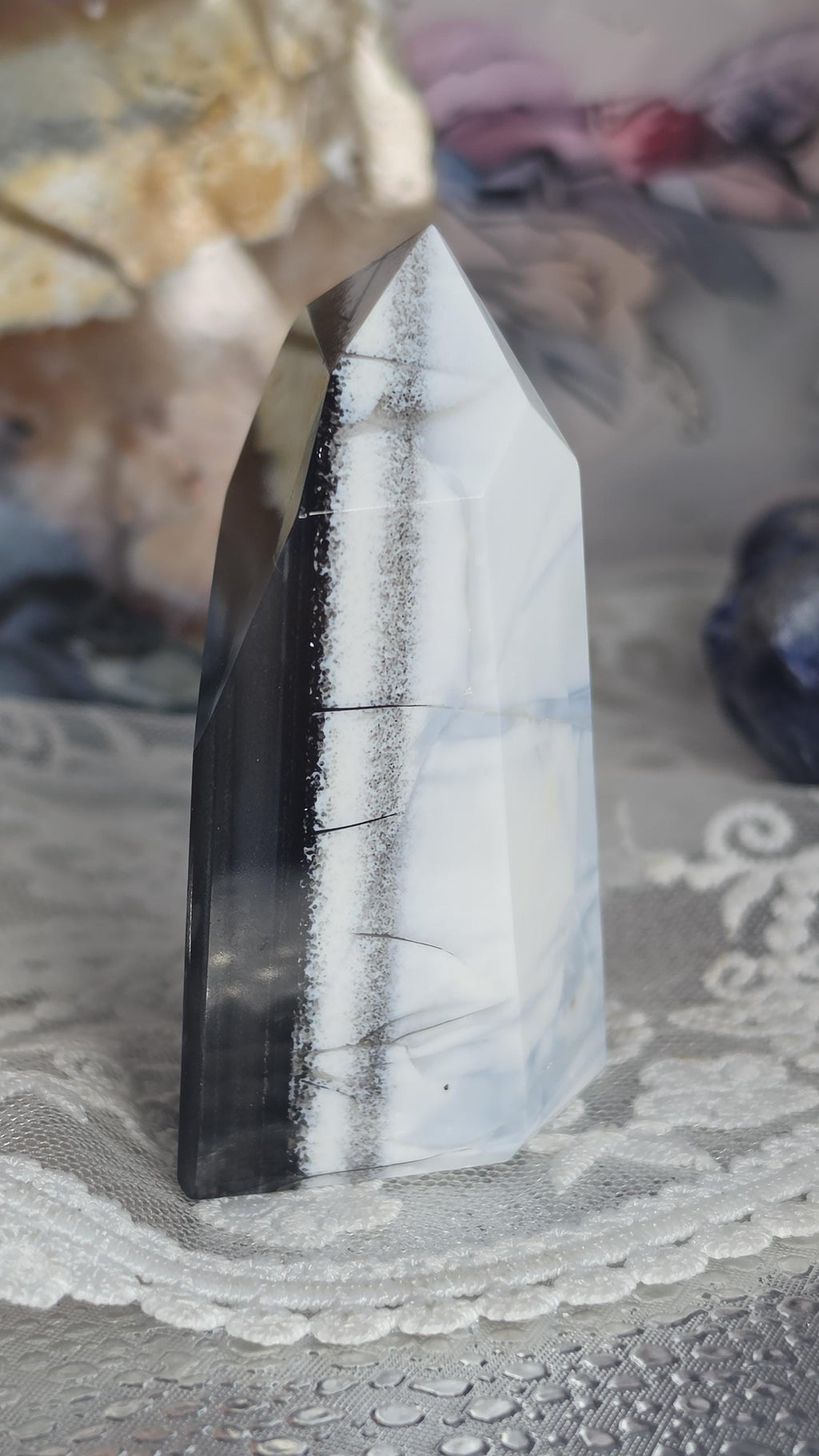 Blue Opal Crystal Tower, Calming Tranquility Stone, Protective Energy, Good Vibes, Abundance Crystal