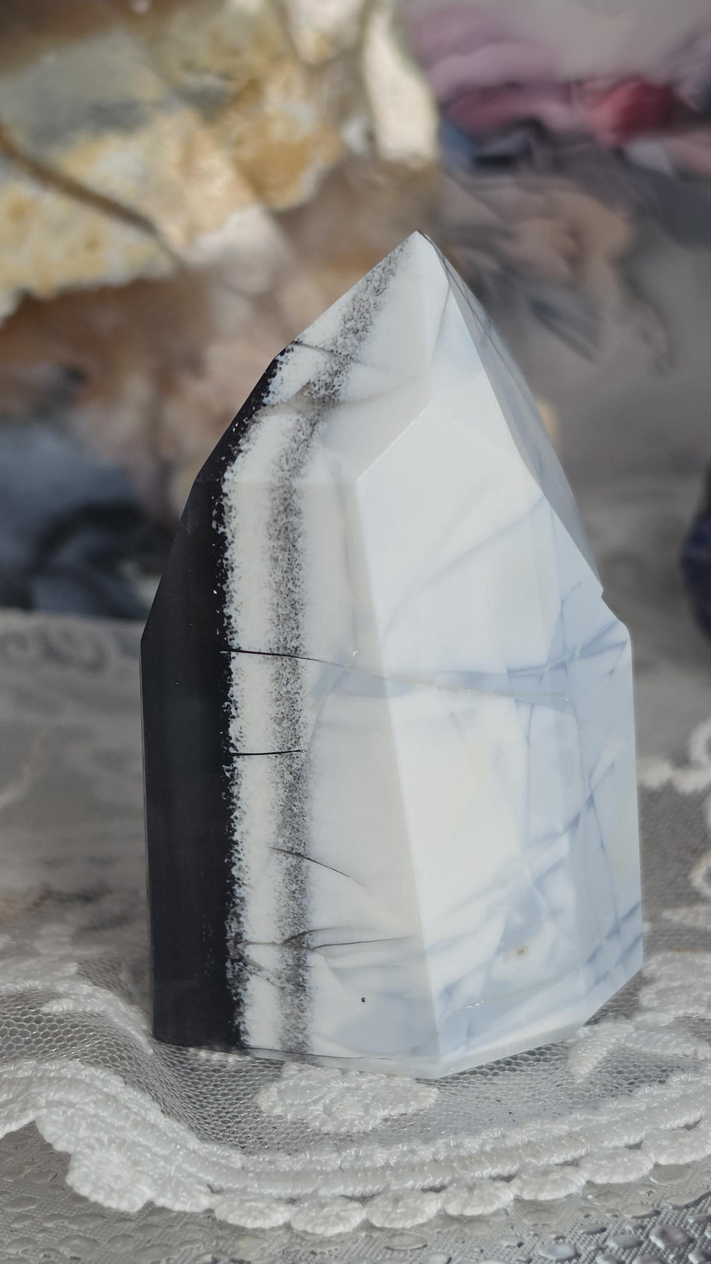 Blue Opal Crystal Tower, Calming Tranquility Stone, Protective Energy, Good Vibes, Abundance Crystal