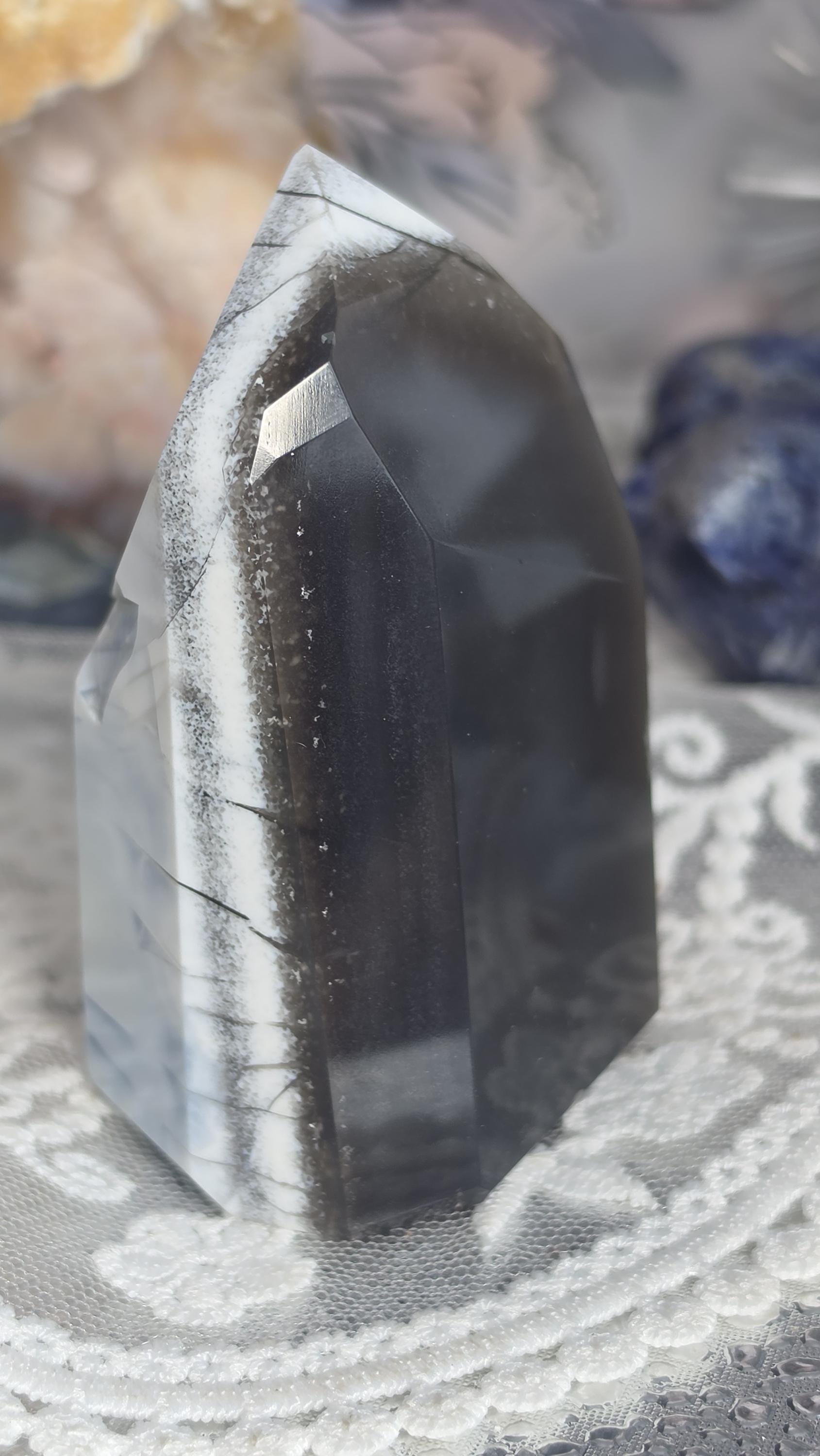 Blue Opal Crystal Tower, Calming Tranquility Stone, Protective Energy, Good Vibes, Abundance Crystal