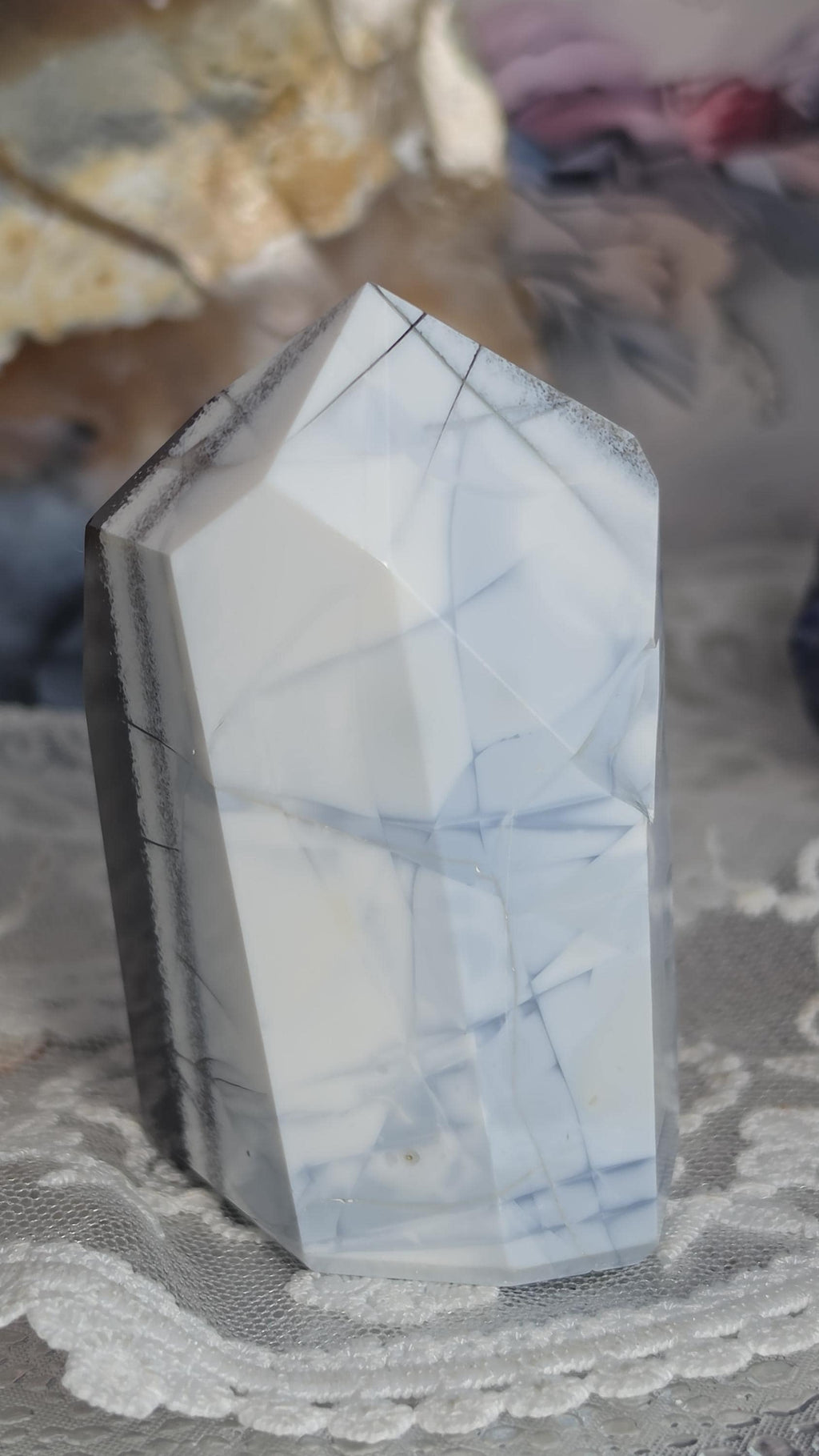 Blue Opal Crystal Tower, Calming Tranquility Stone, Protective Energy, Good Vibes, Abundance Crystal