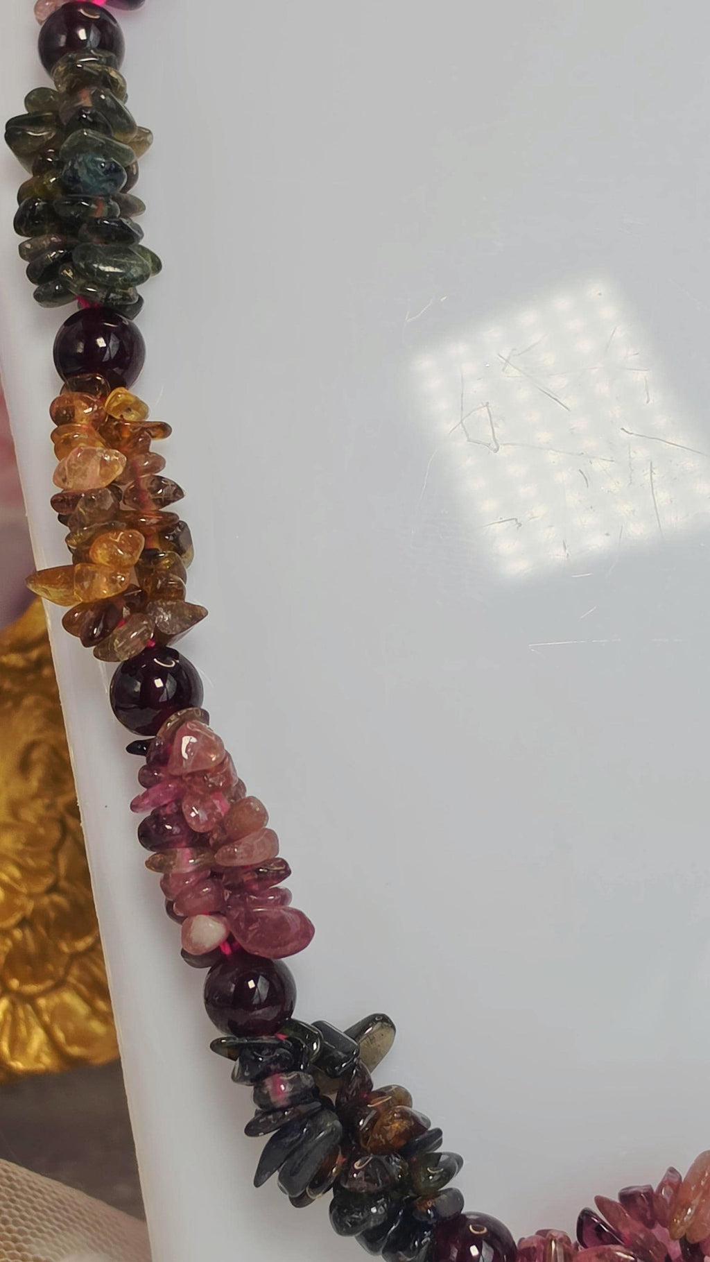 Goddess Mixed Tourmaline and Garnet Necklace Handmade , Natural Crystal, Peaceful Protection