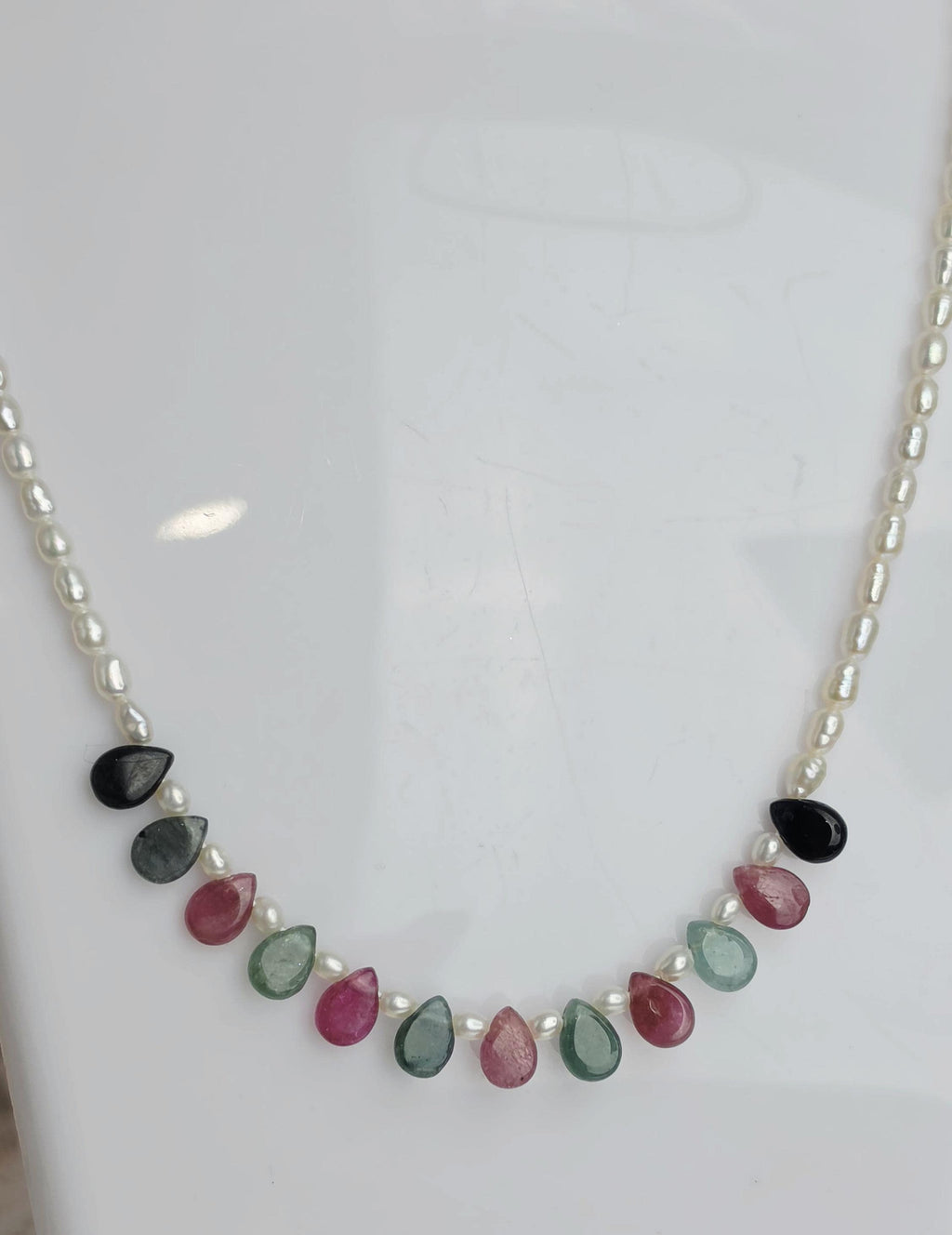 Goddess Mixed Tourmaline and Pearl Silver Handmade , Natural Crystal, Gemstome, Feminine Energy