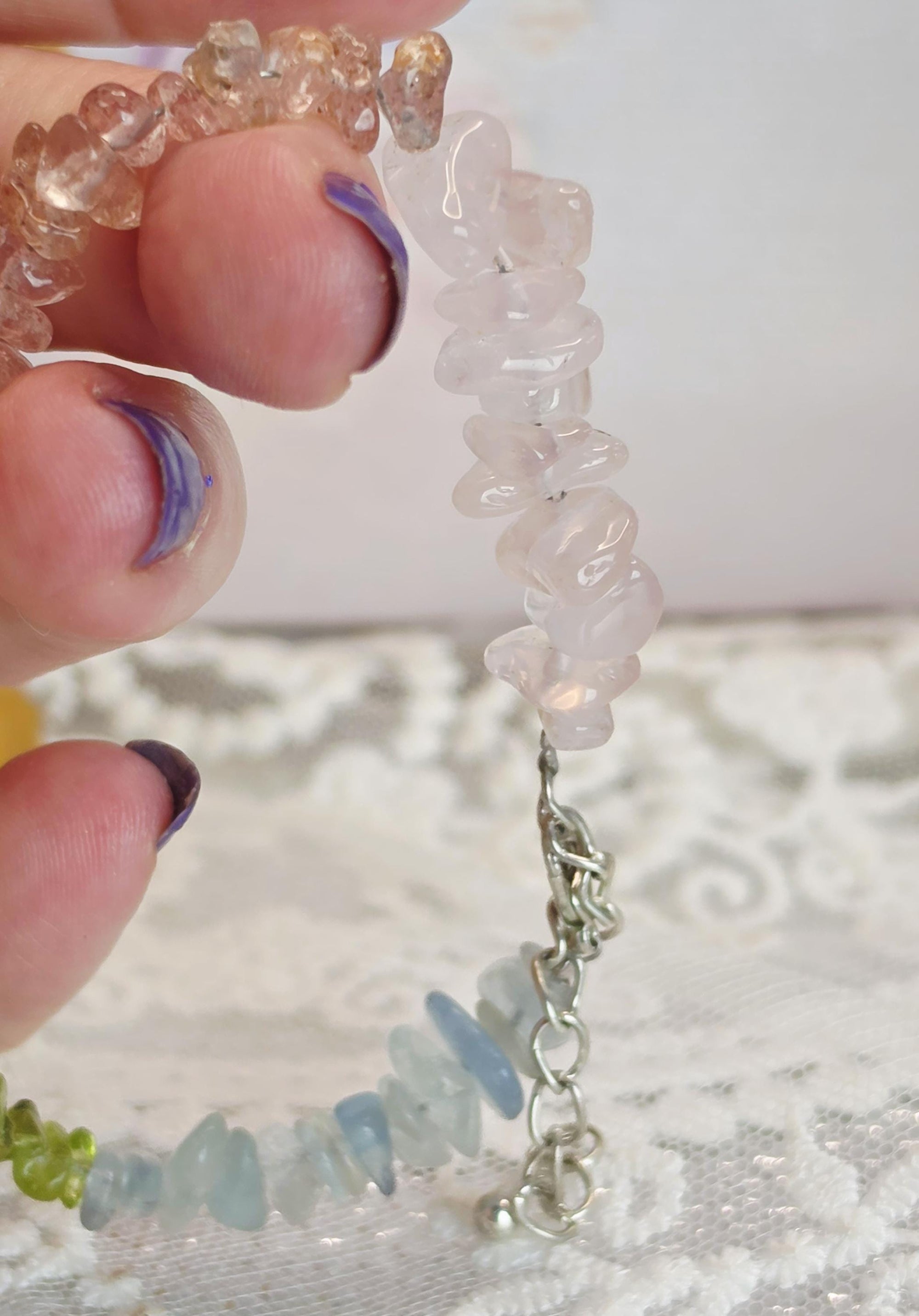 Goddess Citrine, Aquamarine, Peridot, Sunstone And Mozambique Rose Quartz Butterfly Bracelet, Handmade , Protection, Feminine Energy