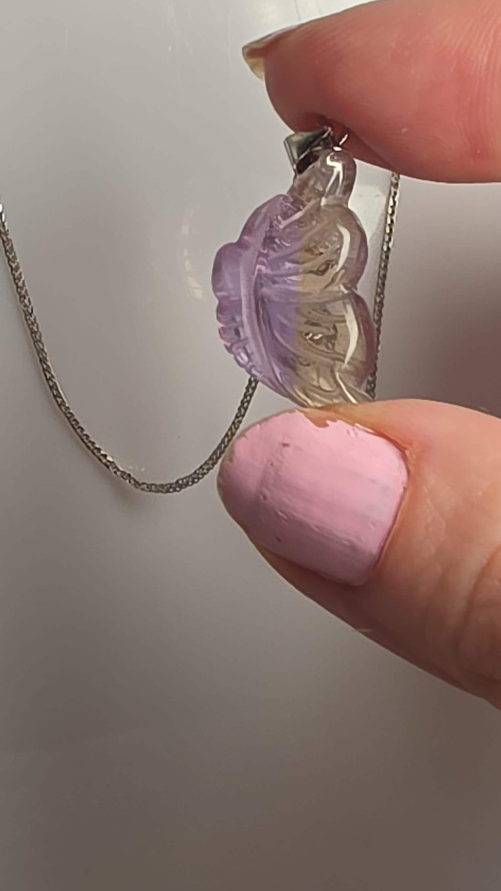 Ametrine Butterfly Gemstone Pendant 925 Silver 20 inch, Crystal Gift