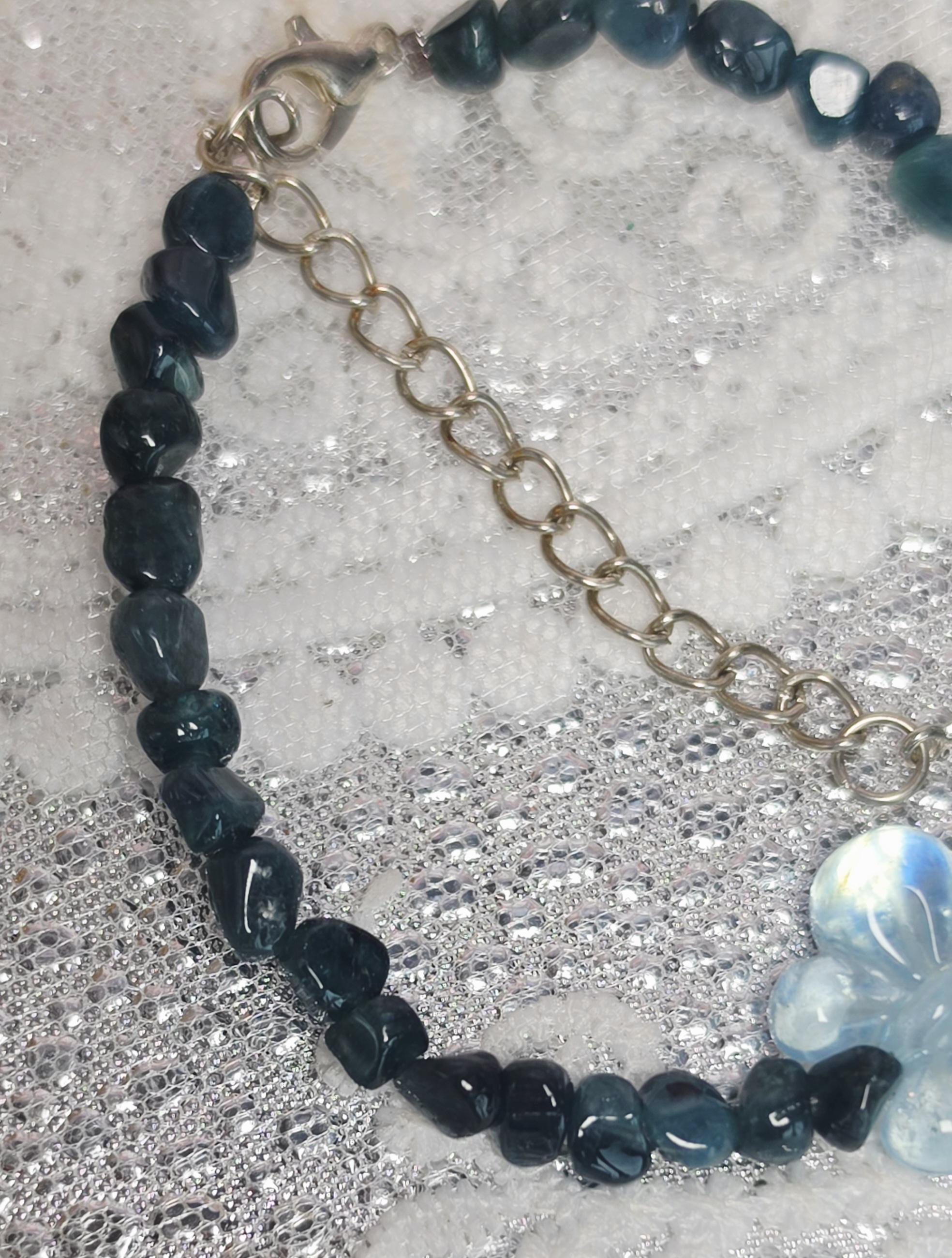 Goddess Blue Tourmaline ( Indicolite) And Aquamarine Butterfly Bracelet, Handmade , Peaceful Protection, Feminine Energy