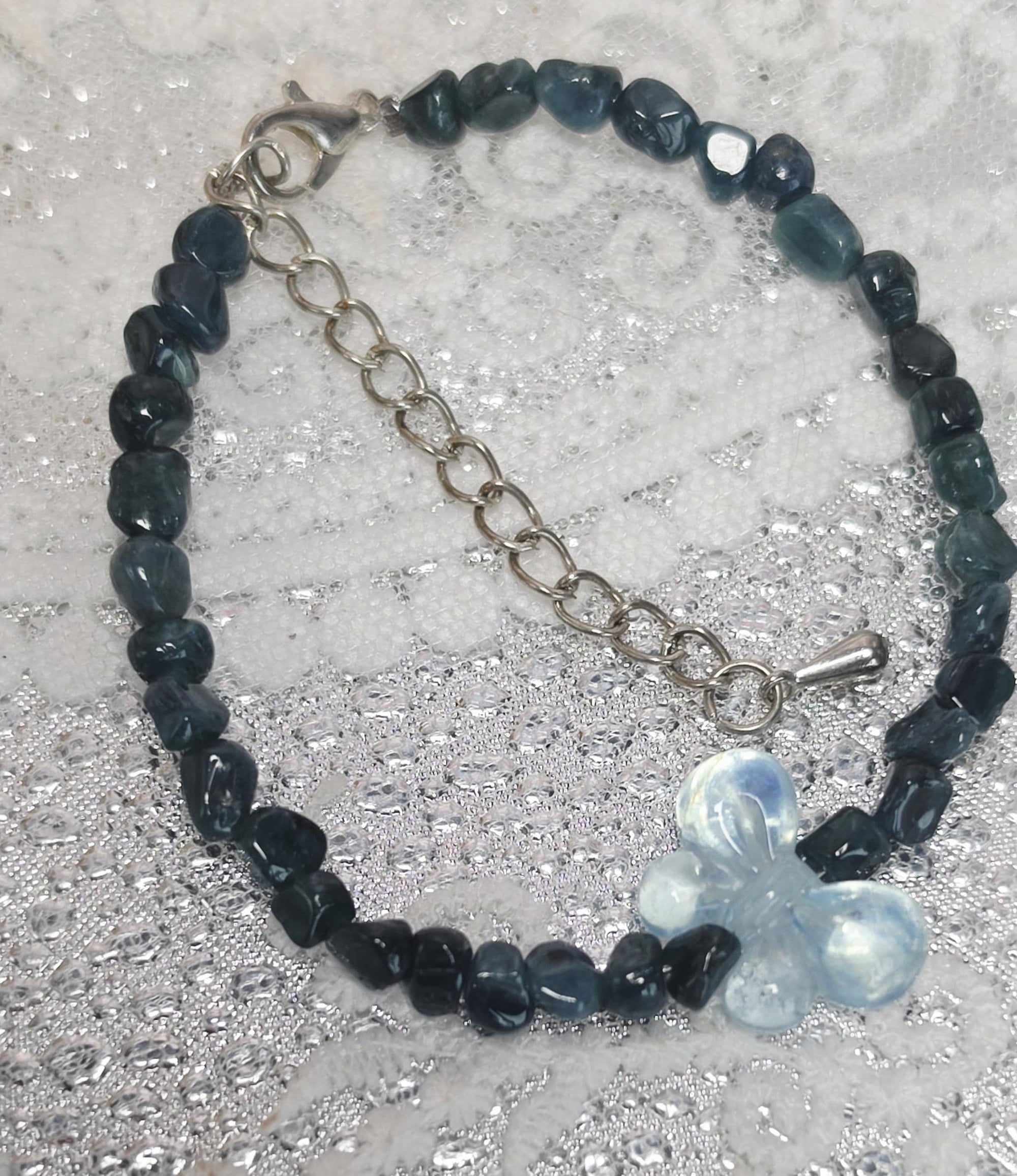 Goddess Blue Tourmaline ( Indicolite) And Aquamarine Butterfly Bracelet, Handmade , Peaceful Protection, Feminine Energy