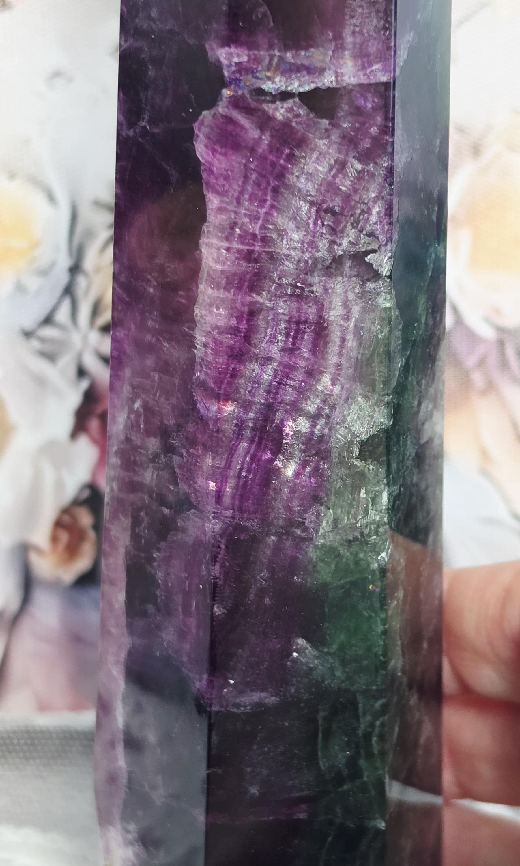 Rainbow Purple, Wine and Green Fluorite Tower,20oz , Large Fluorite, Crystal Gift, Home Decor,