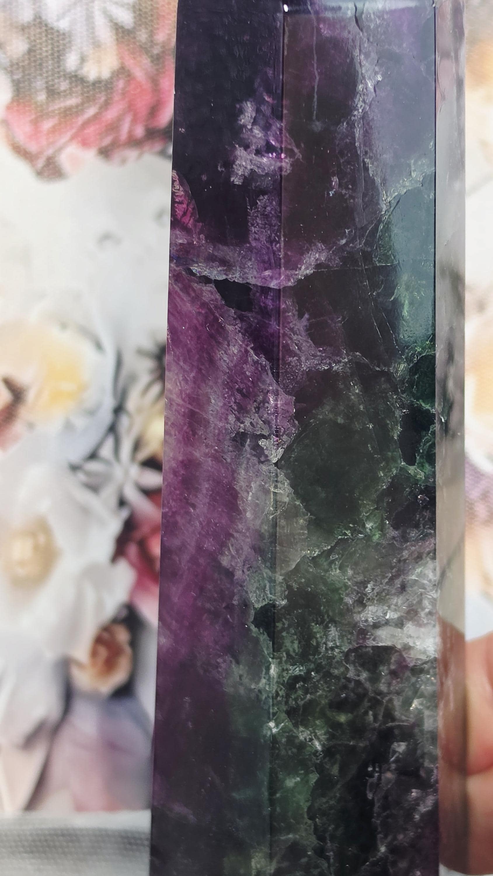 Rainbow Purple, Wine and Green Fluorite Tower,20oz , Large Fluorite, Crystal Gift, Home Decor,