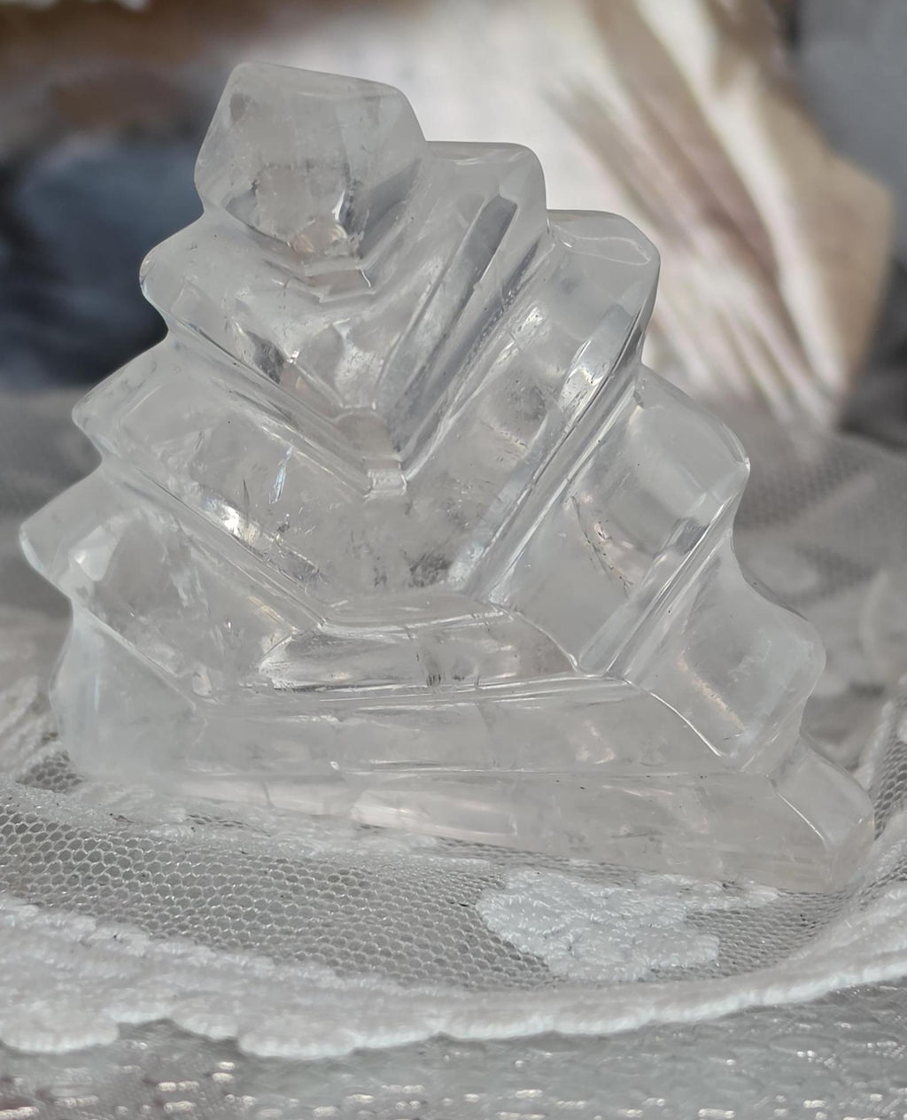 RARE Clear Quartz Origami with Dendritic,  Sacred Geometry, Crystal Gift, Crystal Grid