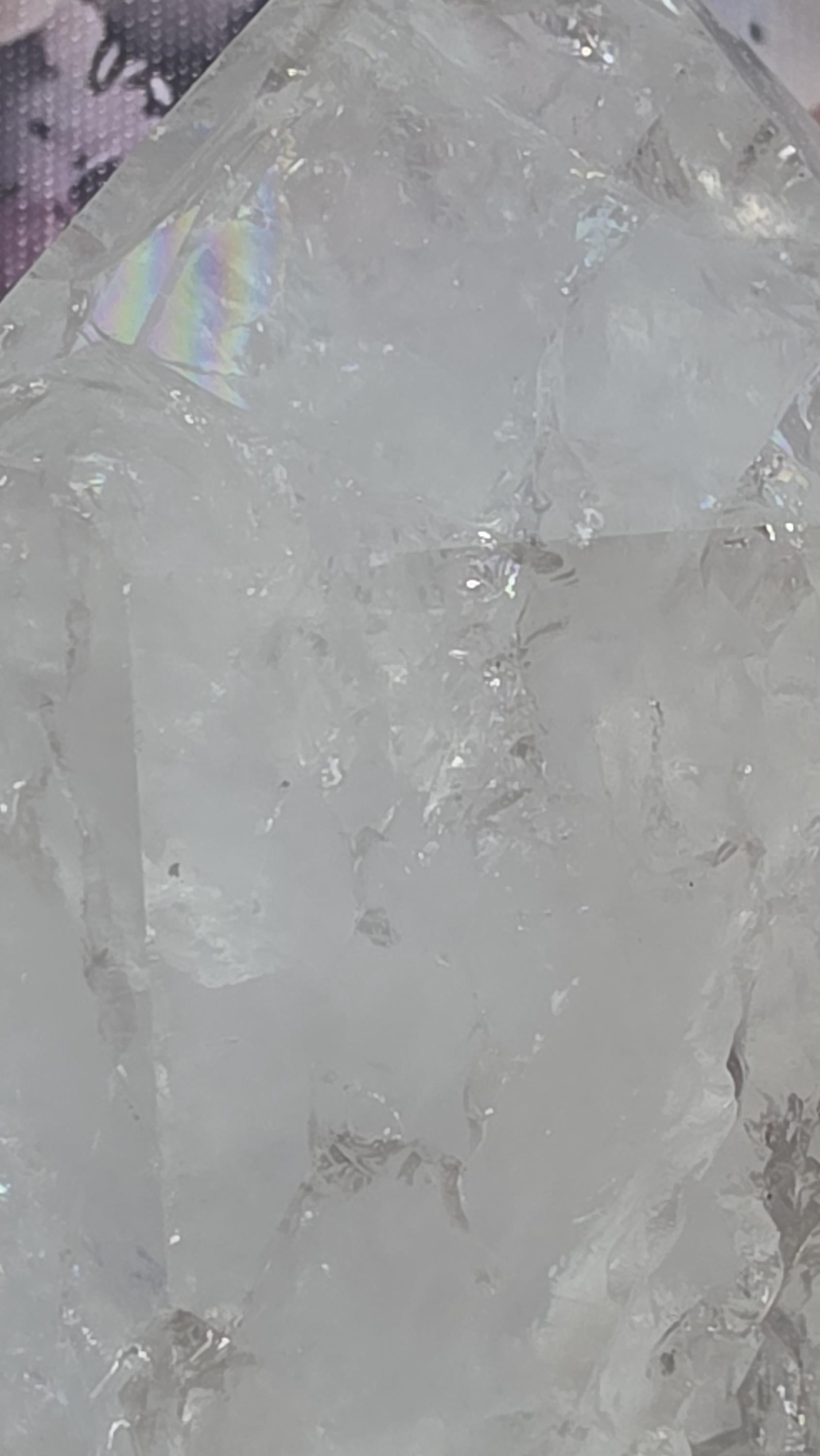 Crackle Quartz Tower, Healing Crystal, Chakra Stone, Clear Quartz, 7.4 oz, 2.75" Tall