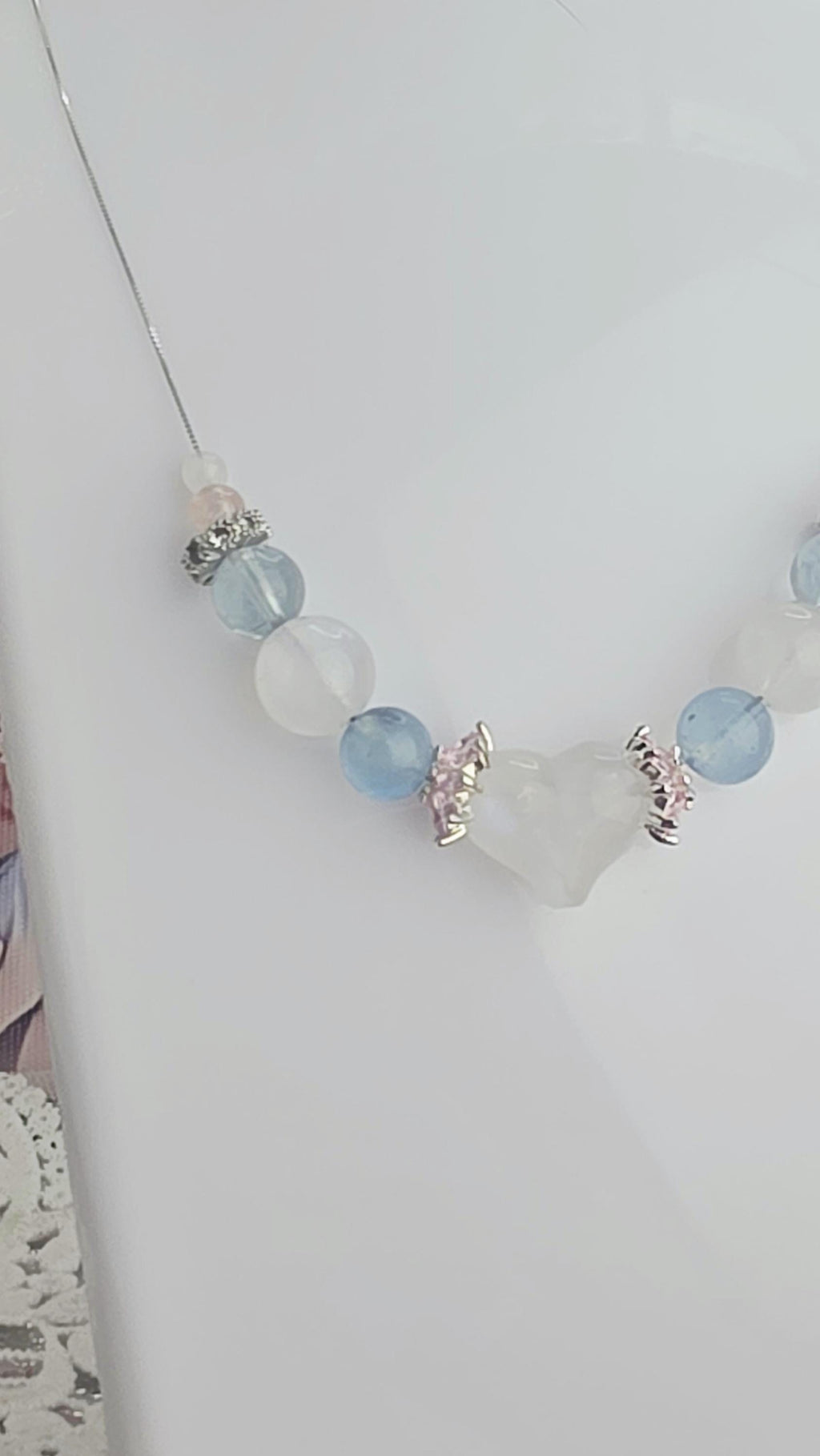 Handmade Fairy Enchanted Protection Moonstone Heart , Pink Morganite, Aquamarine 925 Silver Adjustable, Customize ,Zodiac Jewelry,