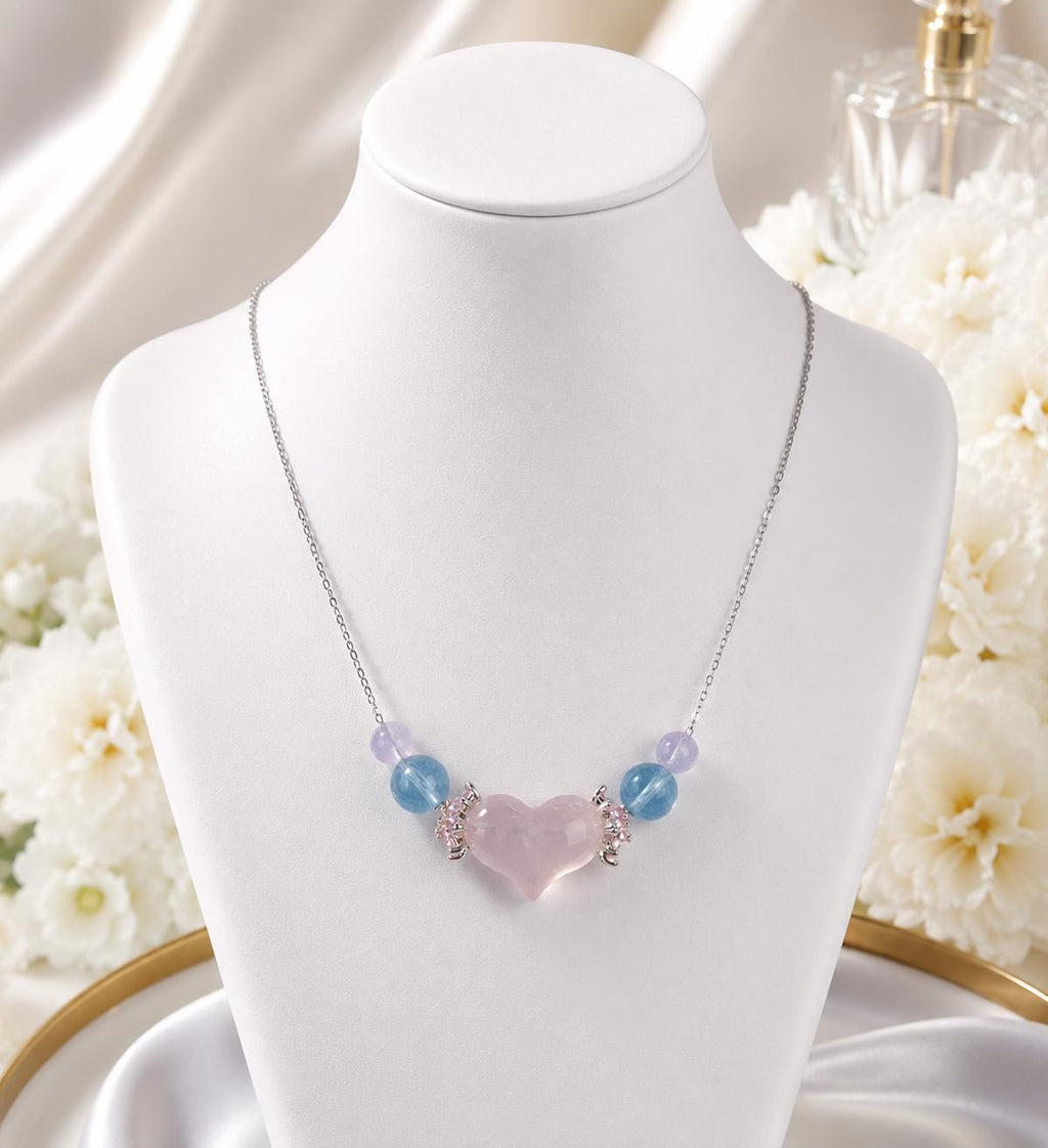 Handmade Build Your Own Fairy Enchanted Heart,Custom Healing Crystal Necklace , 925 Silver, Customize ,Zodiac Jewelry
