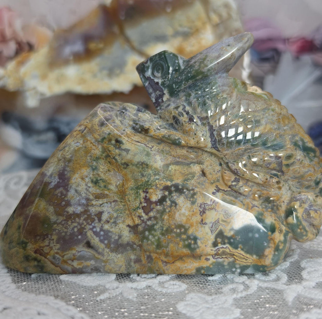 Colorful Ocean Jasper Iguana, Home Decor, Crystal Gift